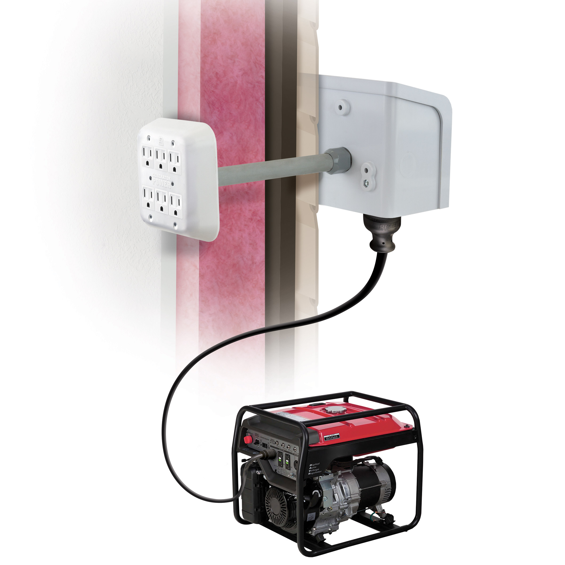 Reliance Controls Portable Generator Through-the-wall Kit with 20 ft. Generator Power Cord