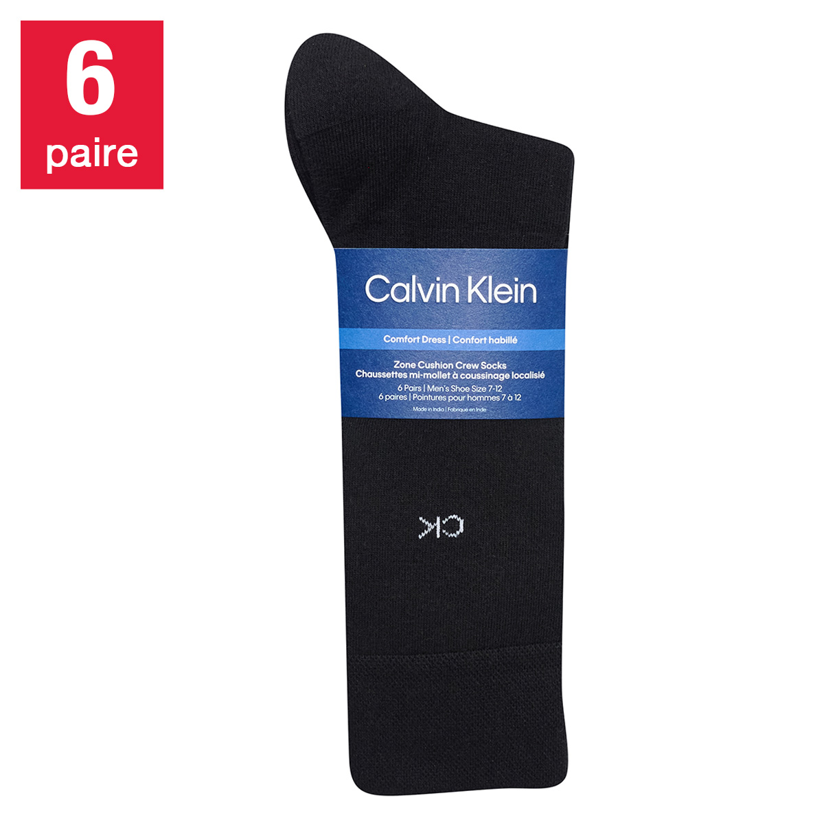 Calvin Klein - Chaussettes habillées pour hommes, 6 paires