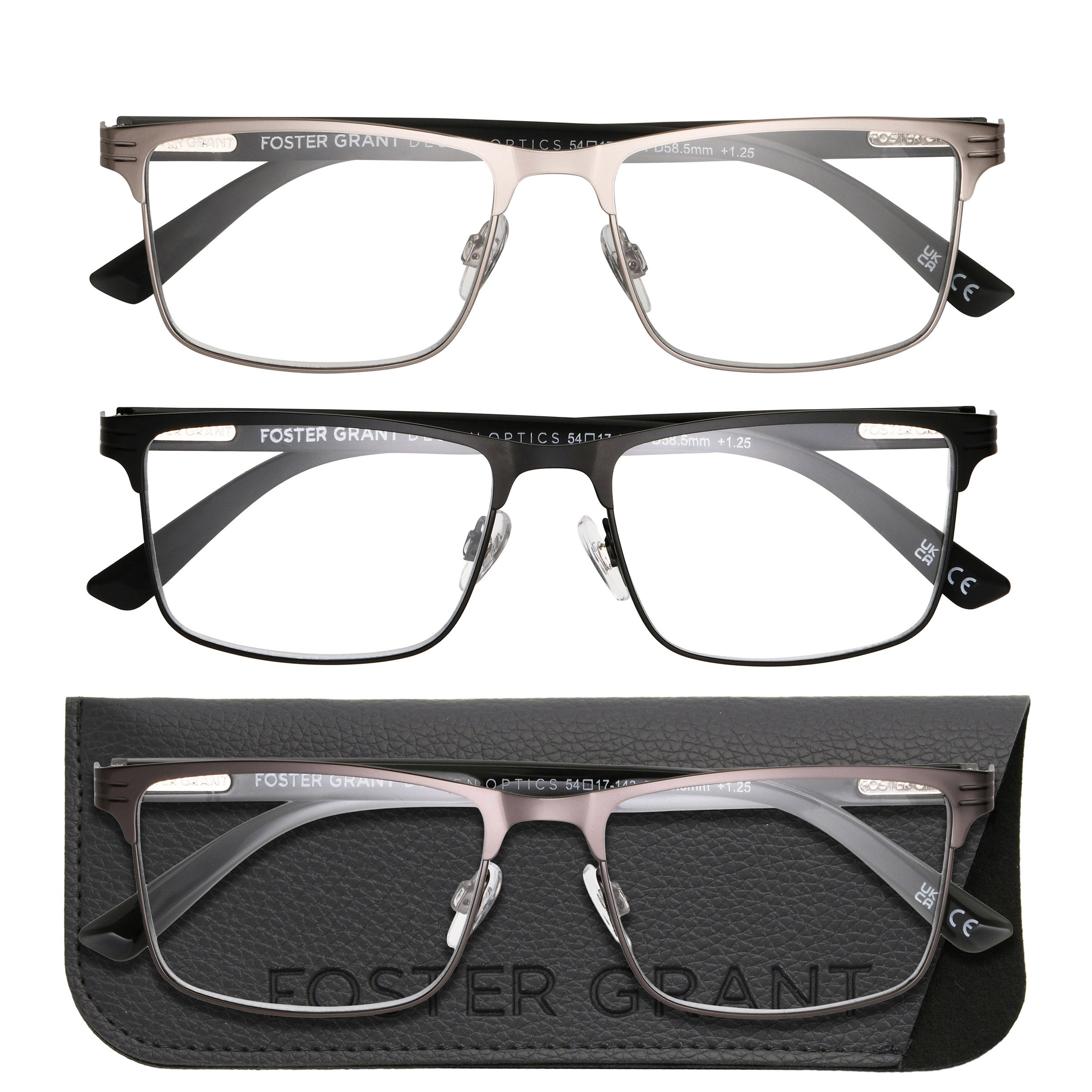 Design Optics by Foster Grant #668 Metal Square Reading Glasses, 3