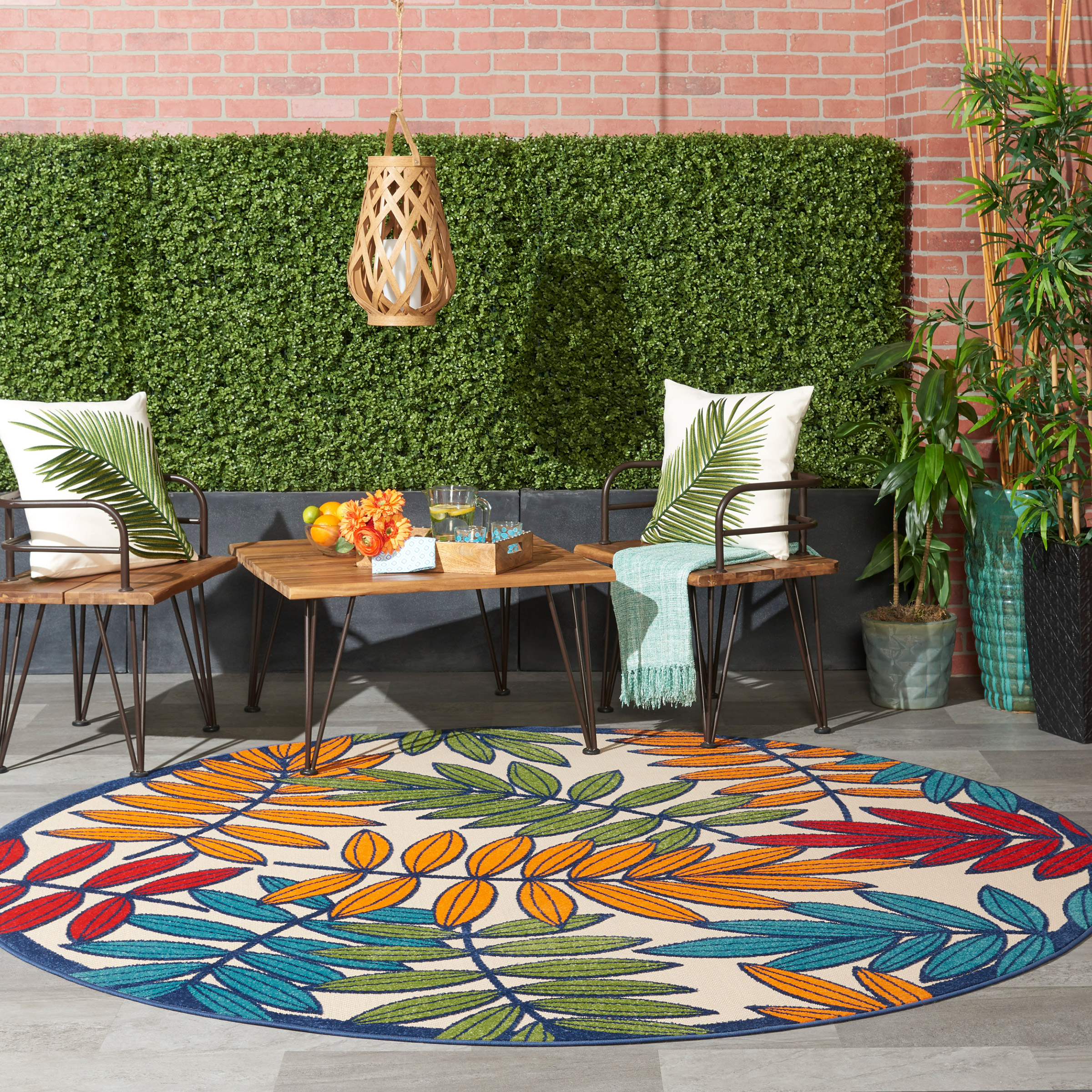 Nourison Veranda Indoor/Outdoor Area Rug, Rainforest, 7'9” Round