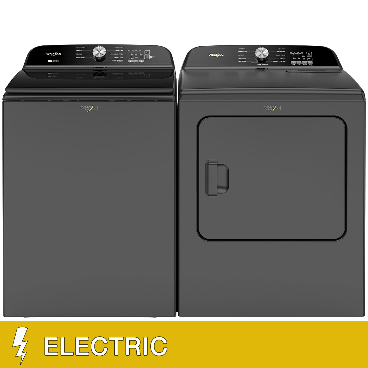 Whirlpool 5.2-5.3 cu. ft. Top Load Washer and 7.0 cu. ft. ELECTRIC Dryer