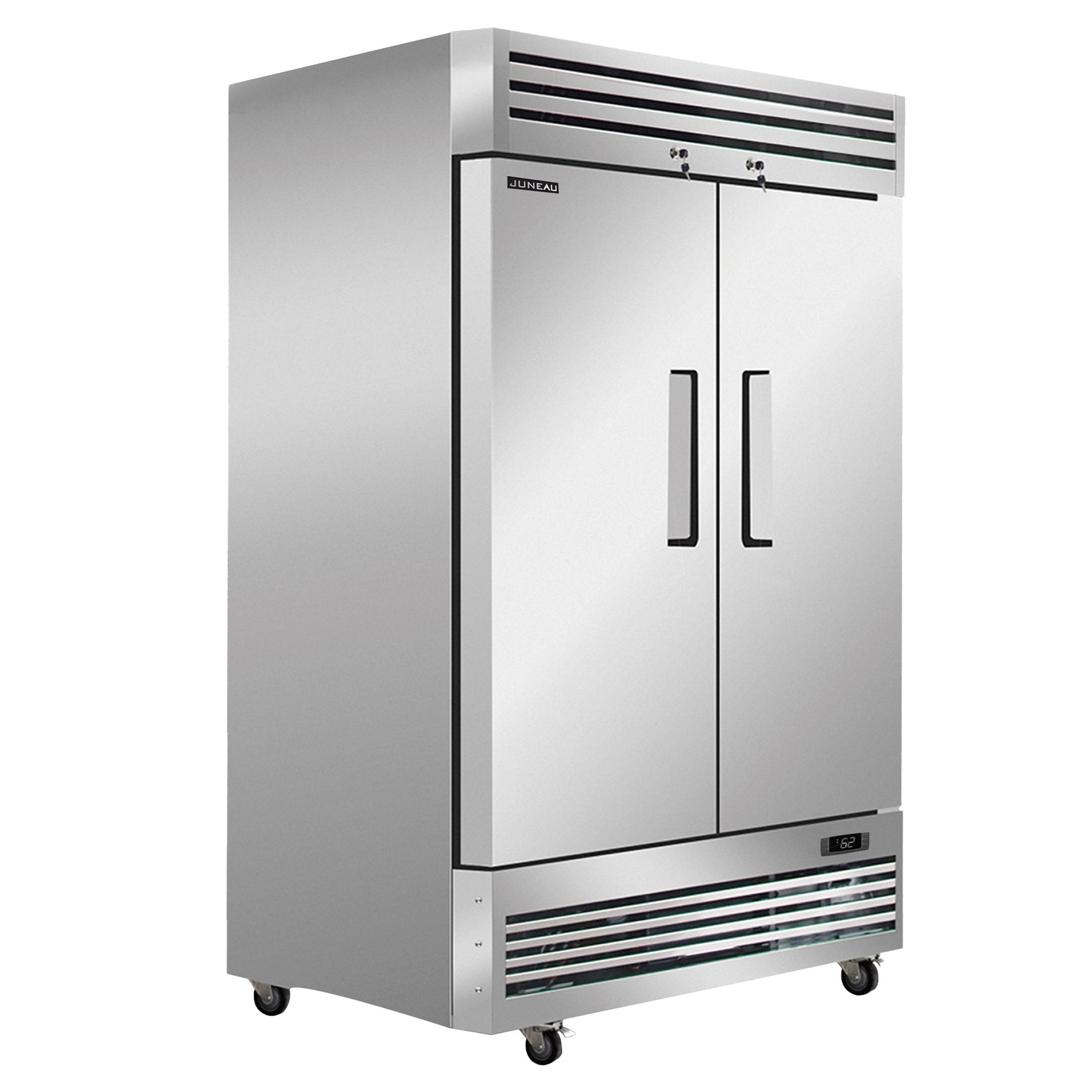 Juneau 54 in. 39.4 cu ft. Stainless Steel Commercial Reach-In Double Solid Door Refrigerator