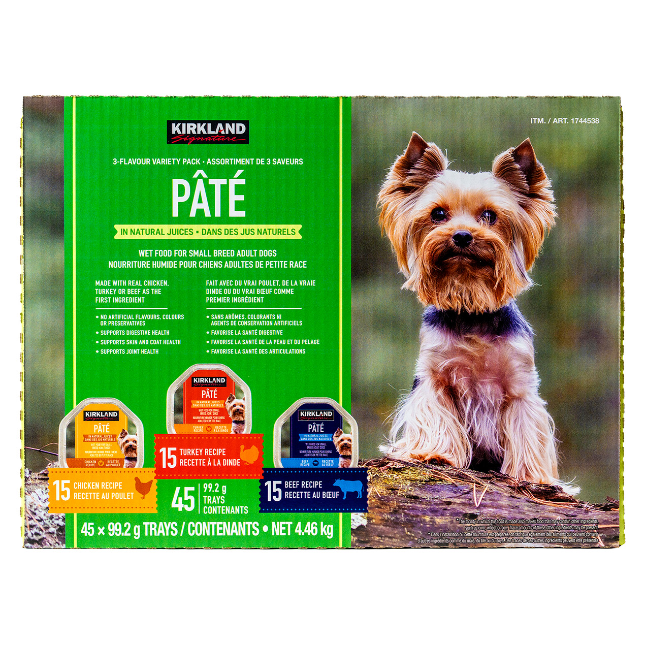 Kirkland Signature Wet Dog Food, Pâté Variety Pack, 45 x 99 g