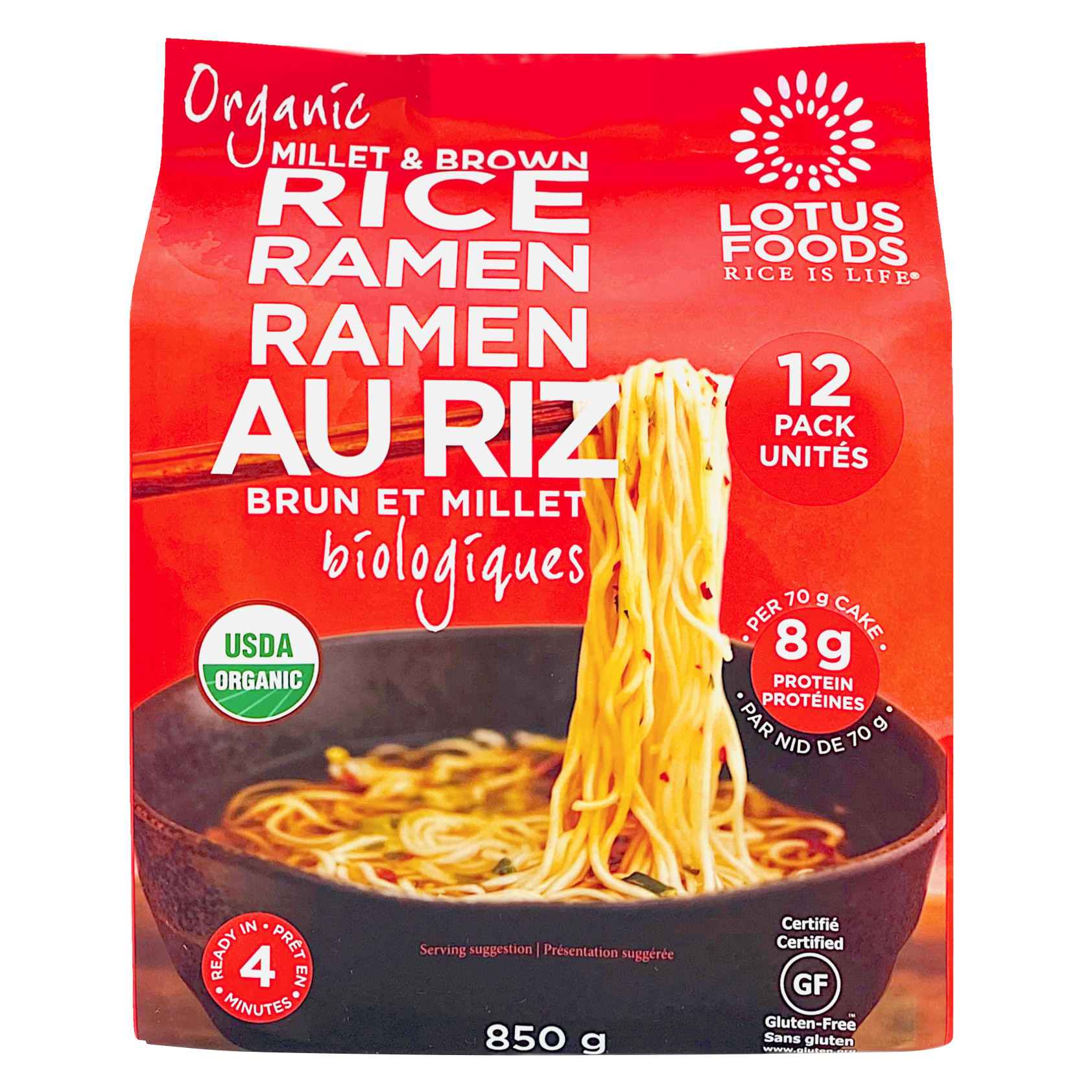 Millet and Brown Organic Rice Ramen, 850 g    