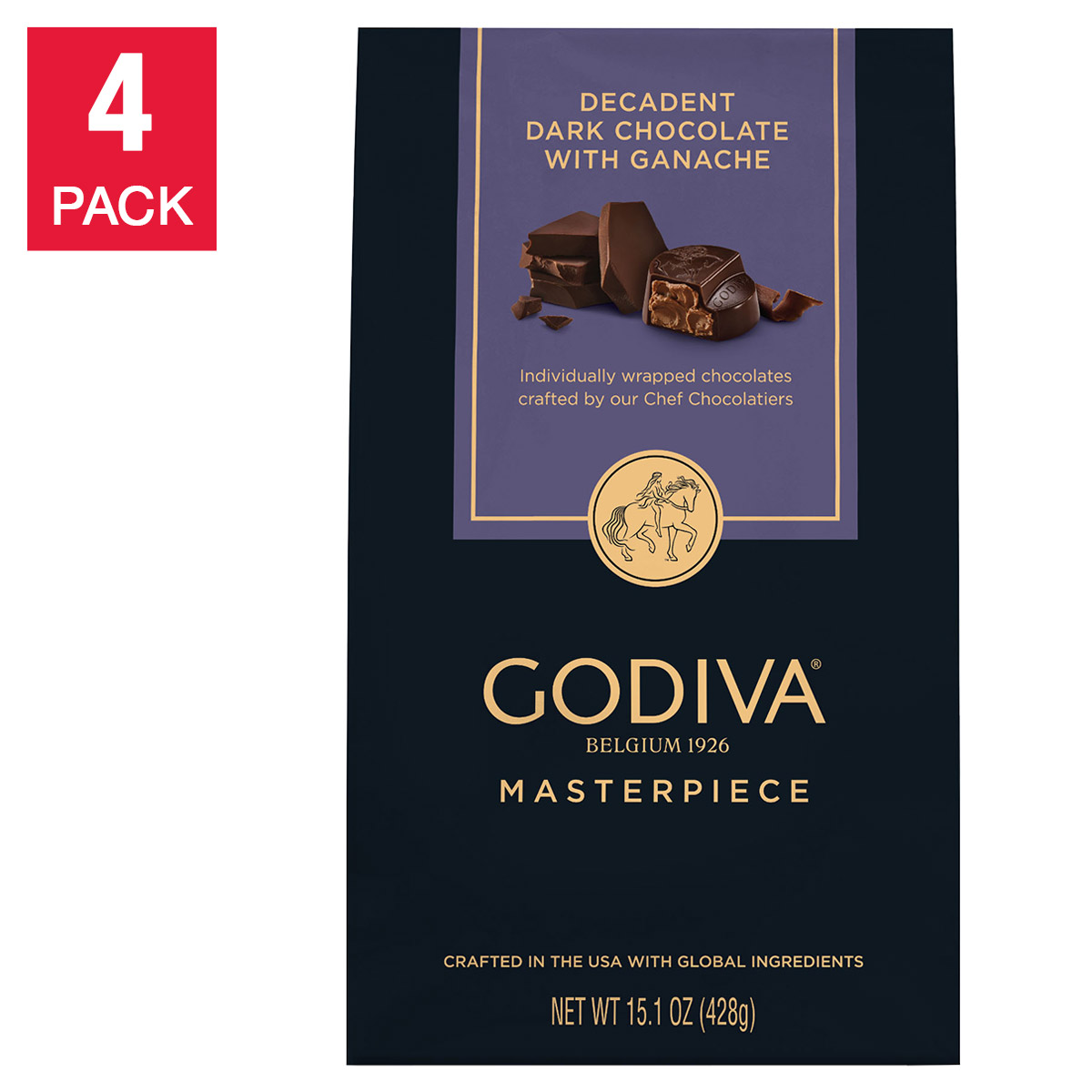 Godiva Masterpieces Dark Chocolate Ganache  15.1 oz.  4-pack  60.4 oz. Total