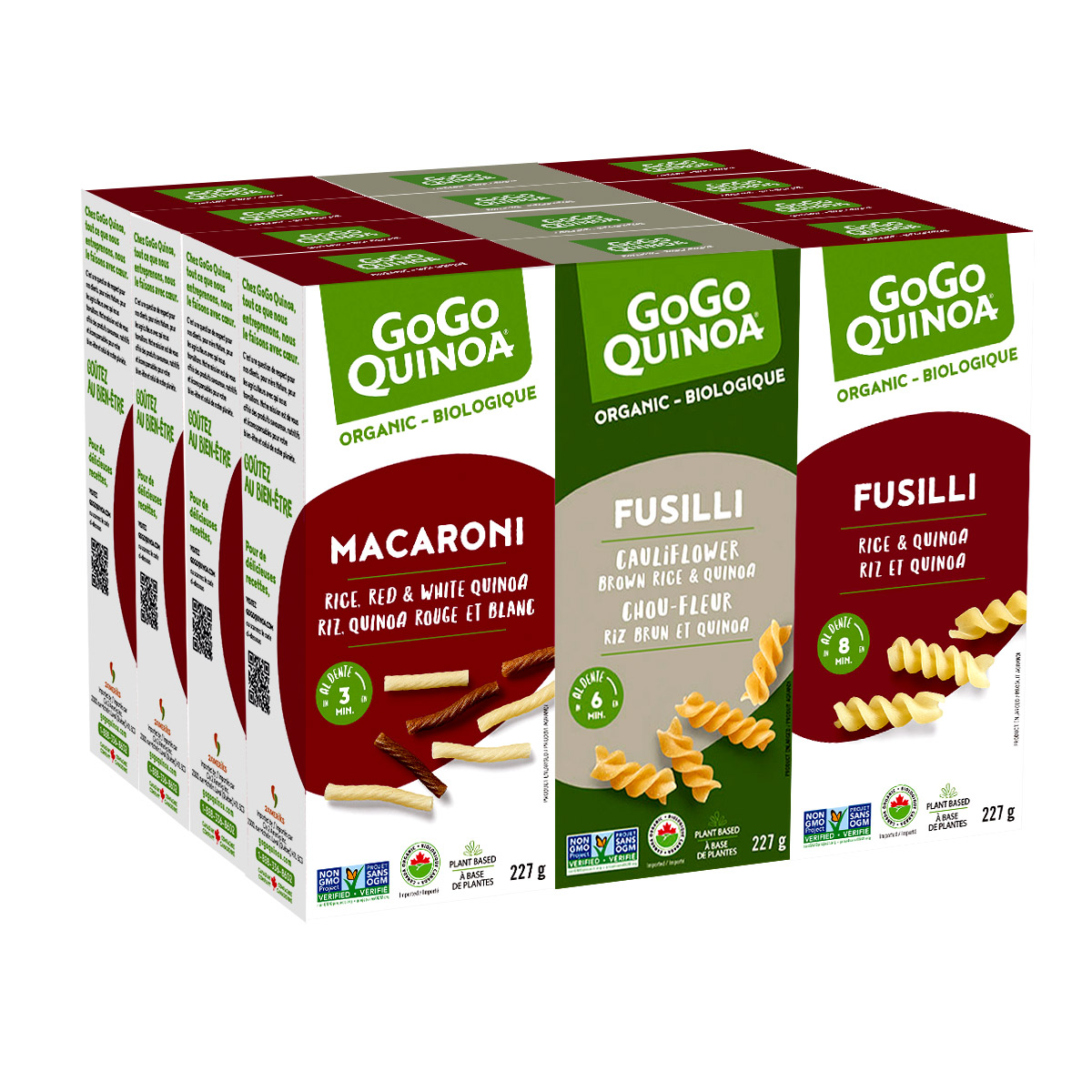 GoGo Quinoa Gluten-Free Organic Pasta Variety Pack, 12 × 227 g