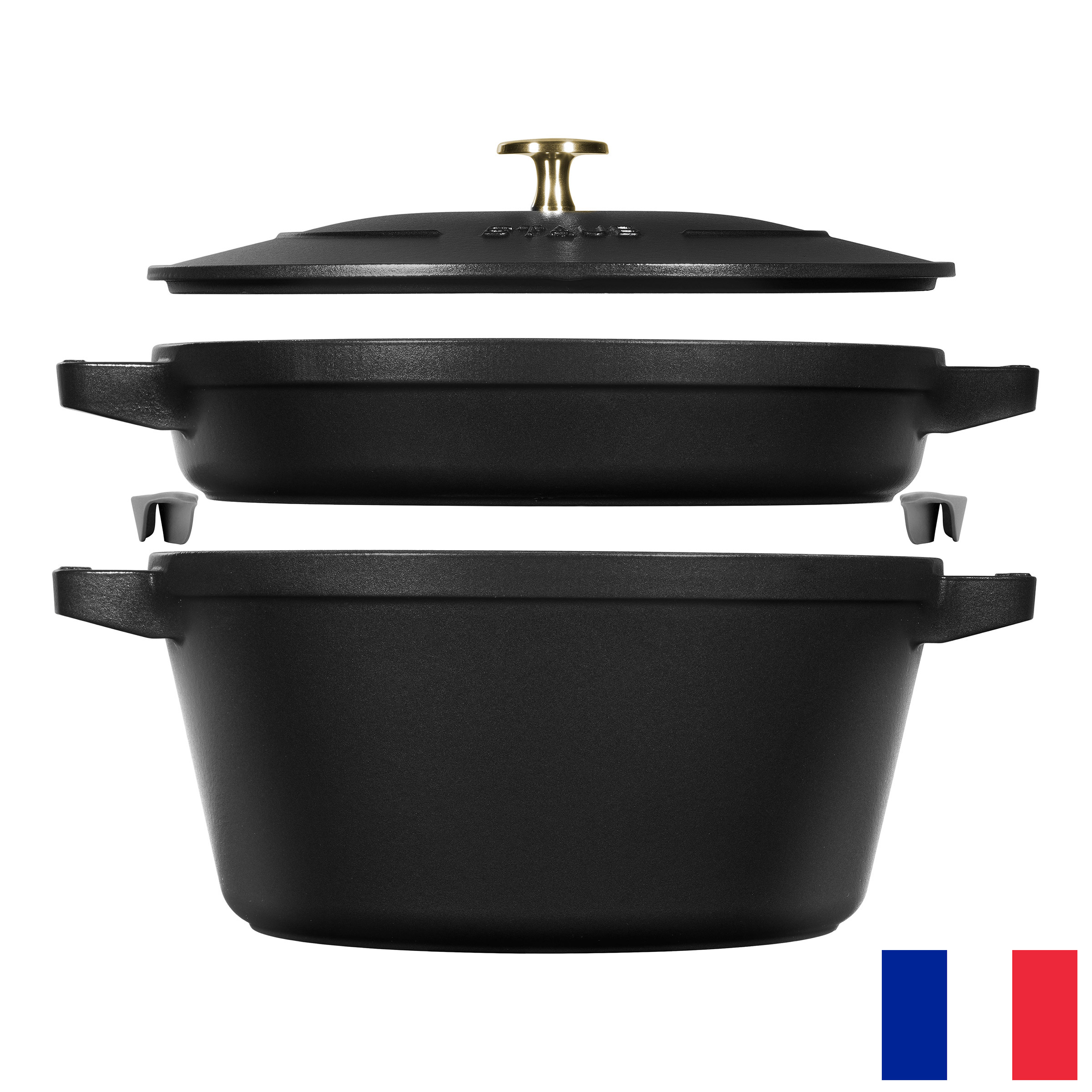 STAUB Stackable Cast Iron Dutch Oven Set, Small, 3-piece