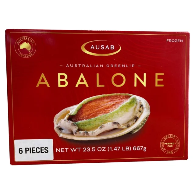 AUSAB GREENLIP ABALONE WITH SHELL 6 COUNT 1.47 POUNDS