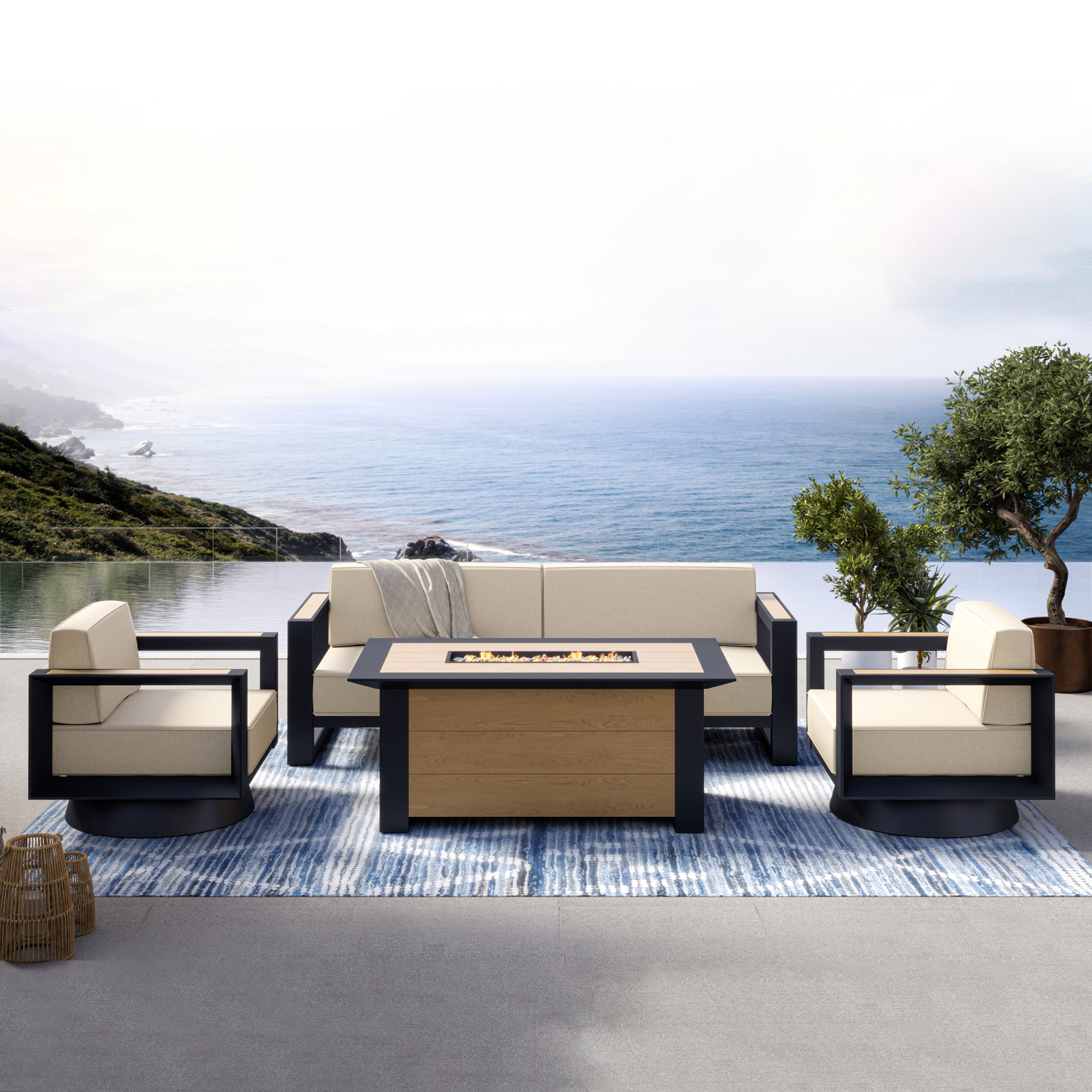 Sanibel 4-piece Patio Conversation Set with Fire Table