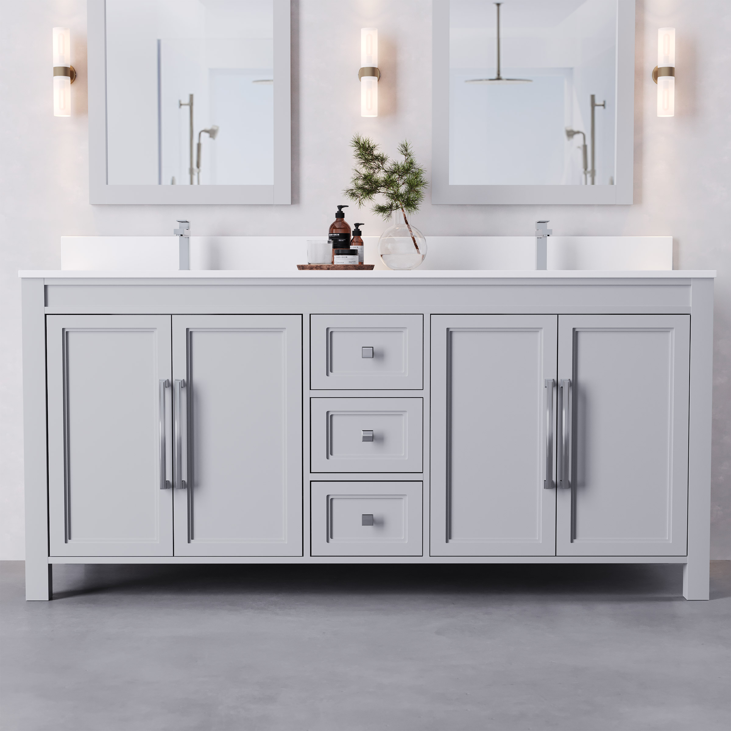 Forestmade Belluno 72 in. Double Vanity with Quartz Top
