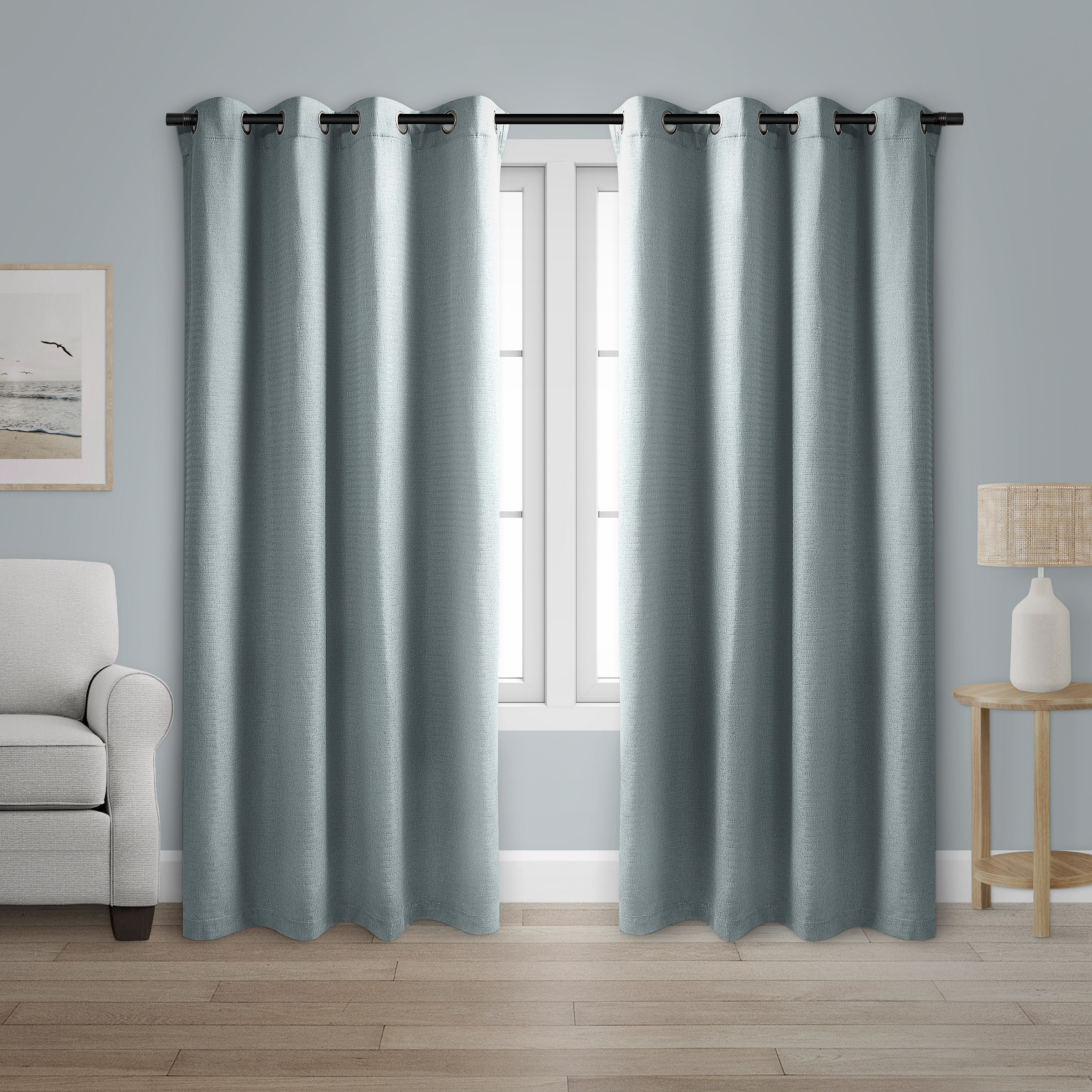 Safdie & Co. Herringbone Light Filtering Curtain Panel, 2 panel