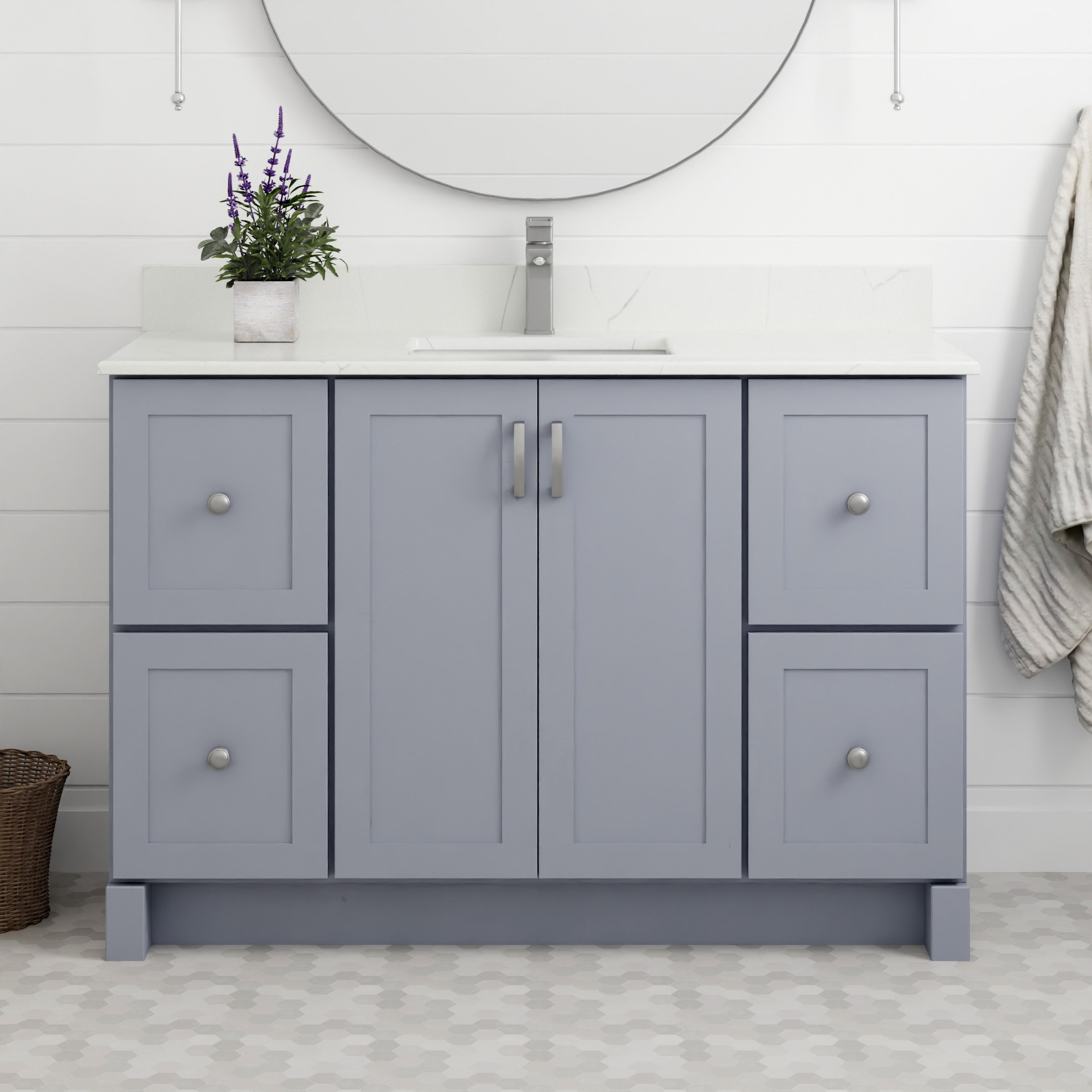 VanGo Skyline Vanity in Grey with Carrera Quartz Top