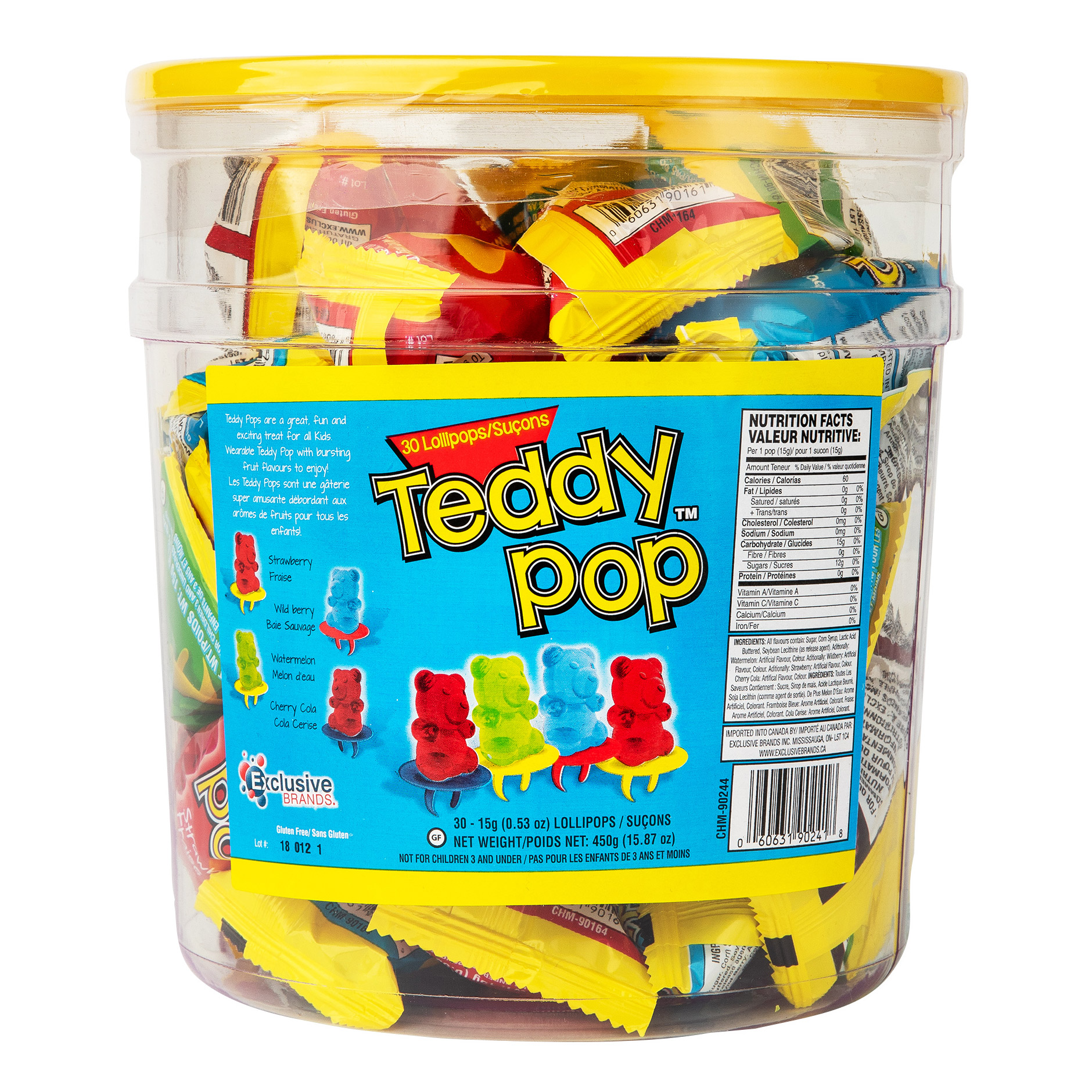 Teddy Pop Lollipops, 30-count