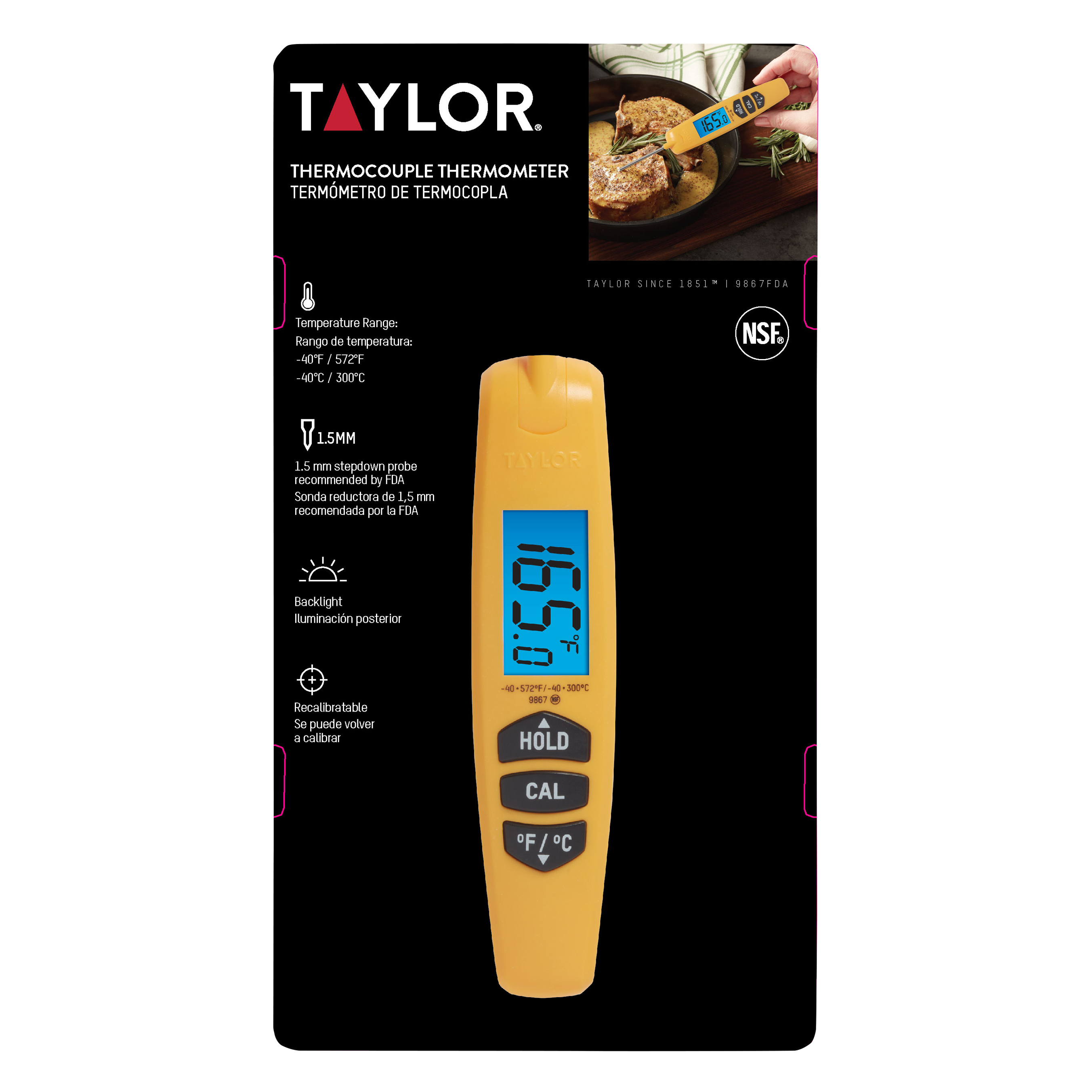 Taylor Thermocouple Digital Folding Probe Thermometer