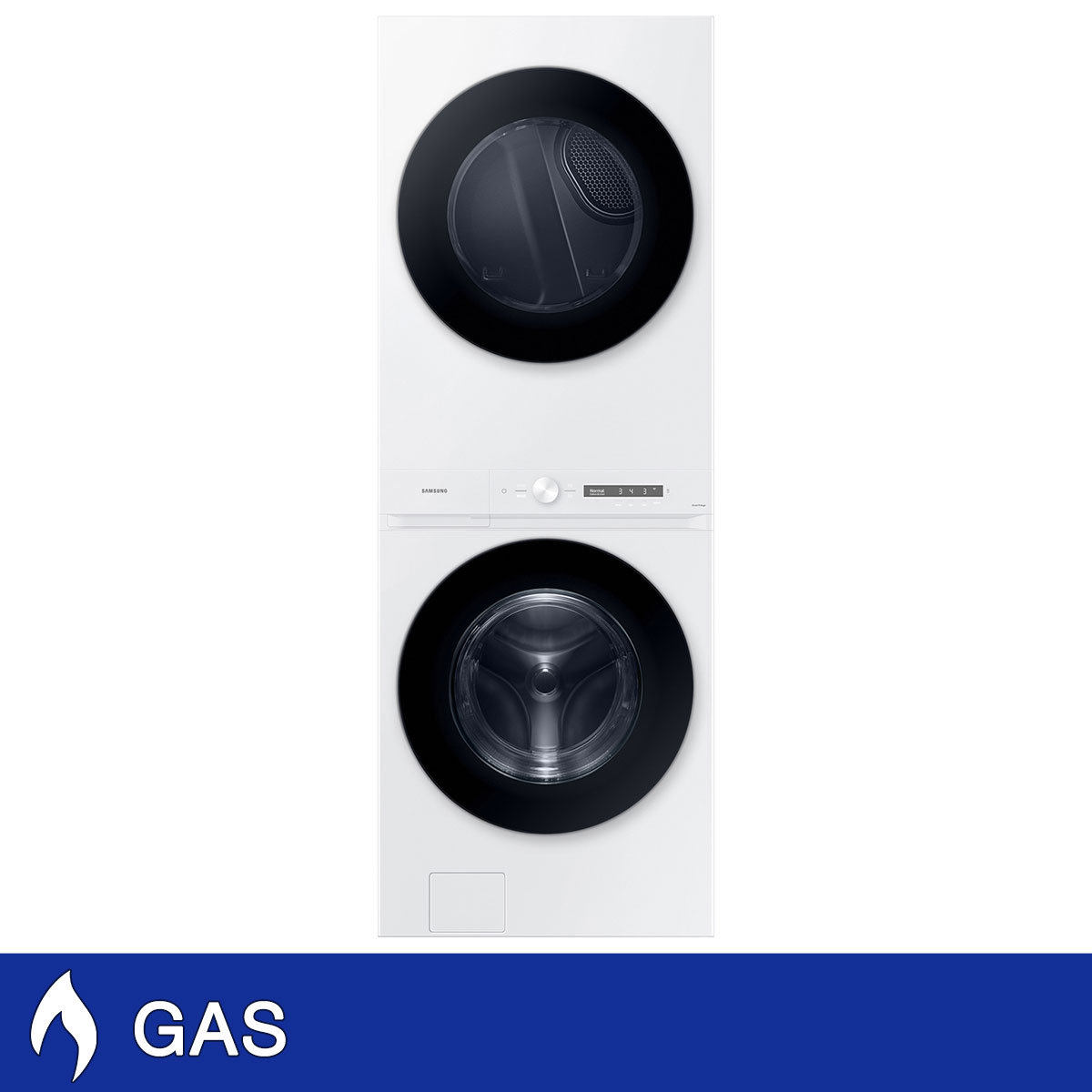 Samsung Bespoke Single Unit AI Laundry Hub 4.6 cu. ft. Washer with 7.6 cu. ft. GAS Dryer in White