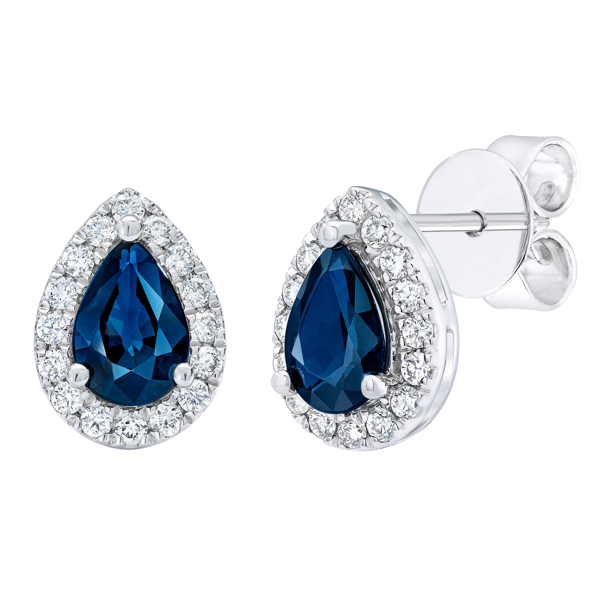 Pear Cut Blue Sapphire and Diamond Earrings (0.20 ctw)