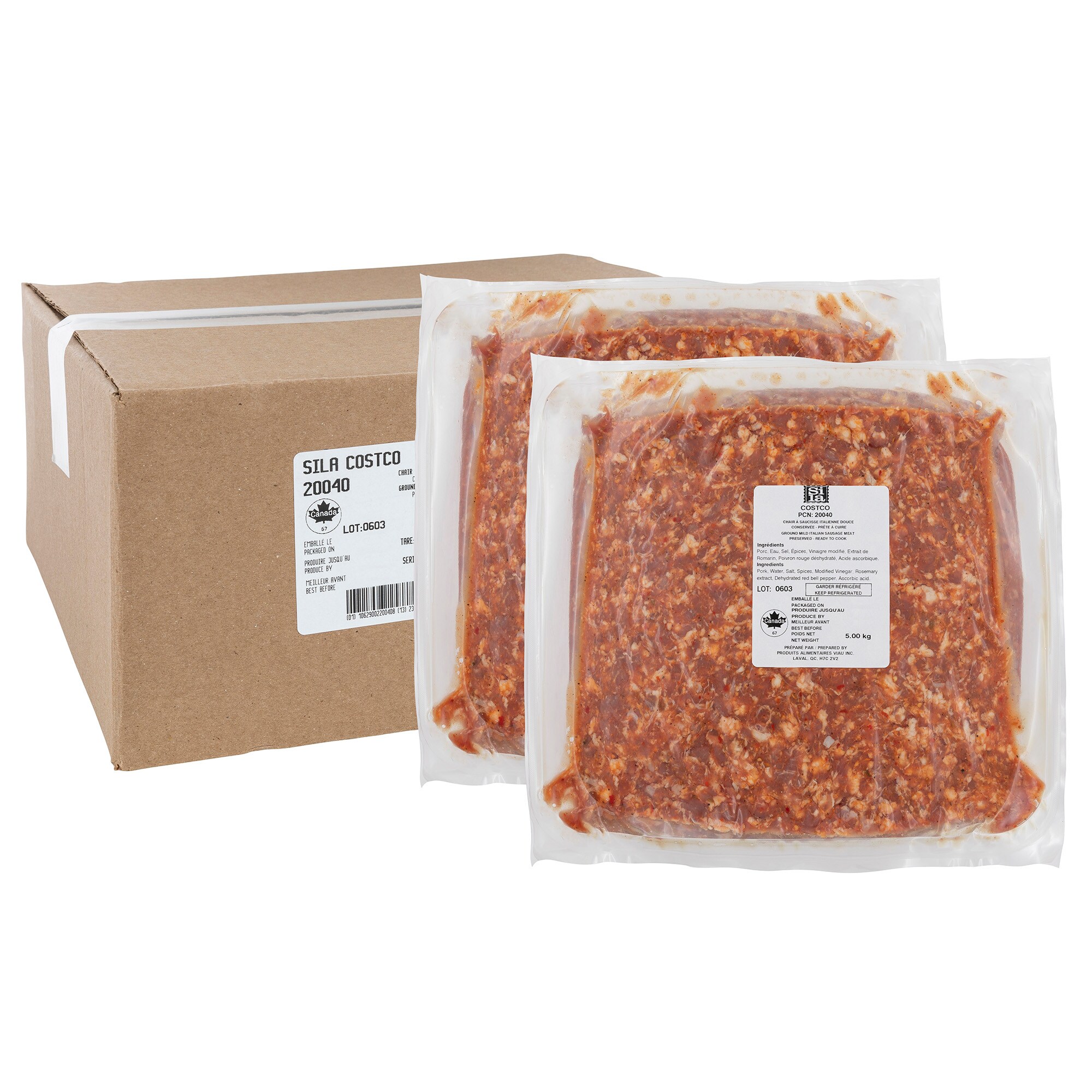 Mild Italian Sausage Meat, 10 kg Case