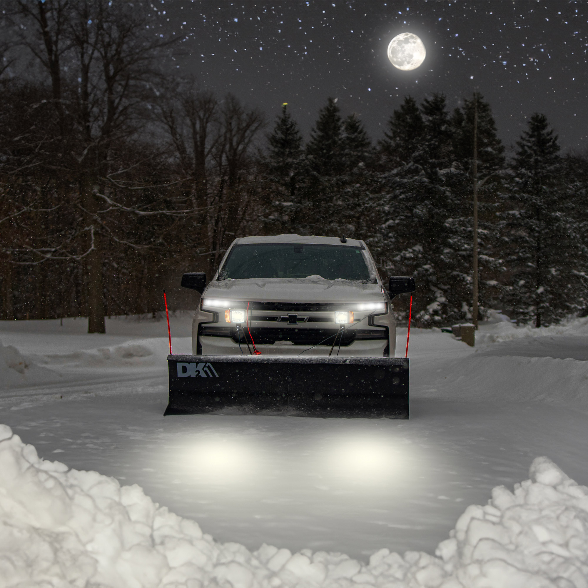 DK2 Everest 88 in. x 22 in. Custom-Mounted Hydraulic Snow Plow with Light Kit