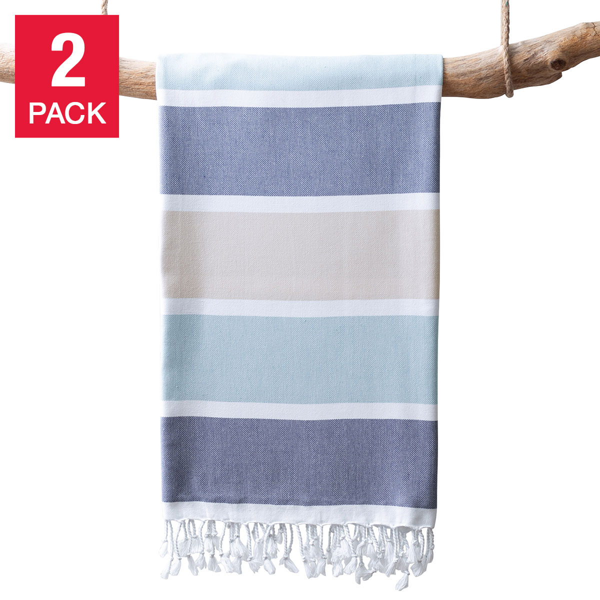 Turkish Towel Company Caribbean Summer Stripe Peshtemal Towel  2-piece