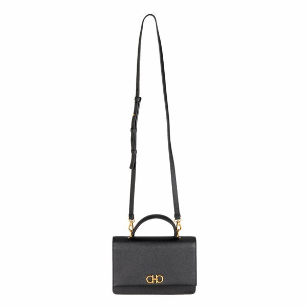 Ferragamo Gancini Minibag Crossbody, Black | Costco Ferragamo Gancini Minibag Crossbody, Black | Costco