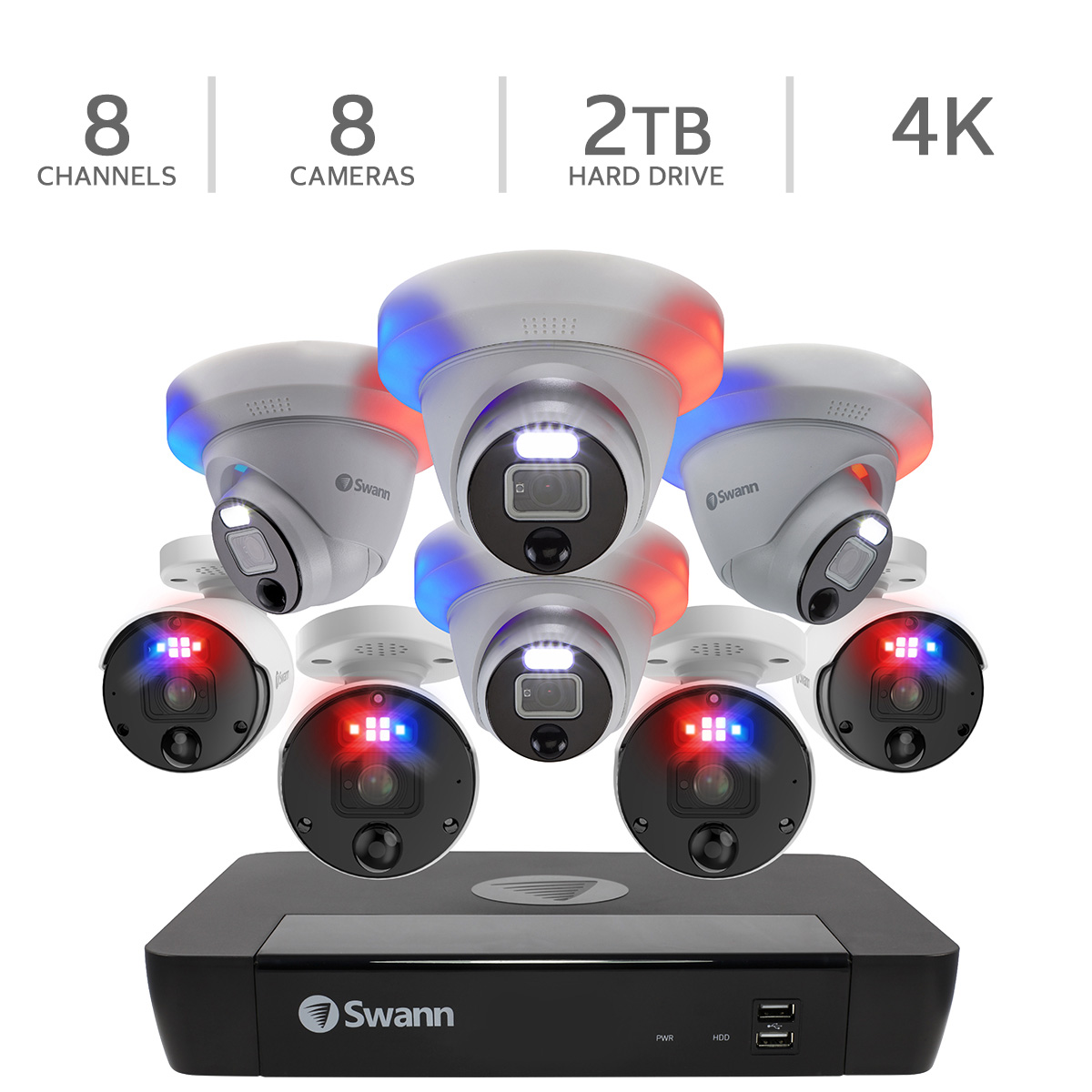 Enforcer 4K Ultra HD 8 Channel NVR with 4 Bullets and 4 Dome
