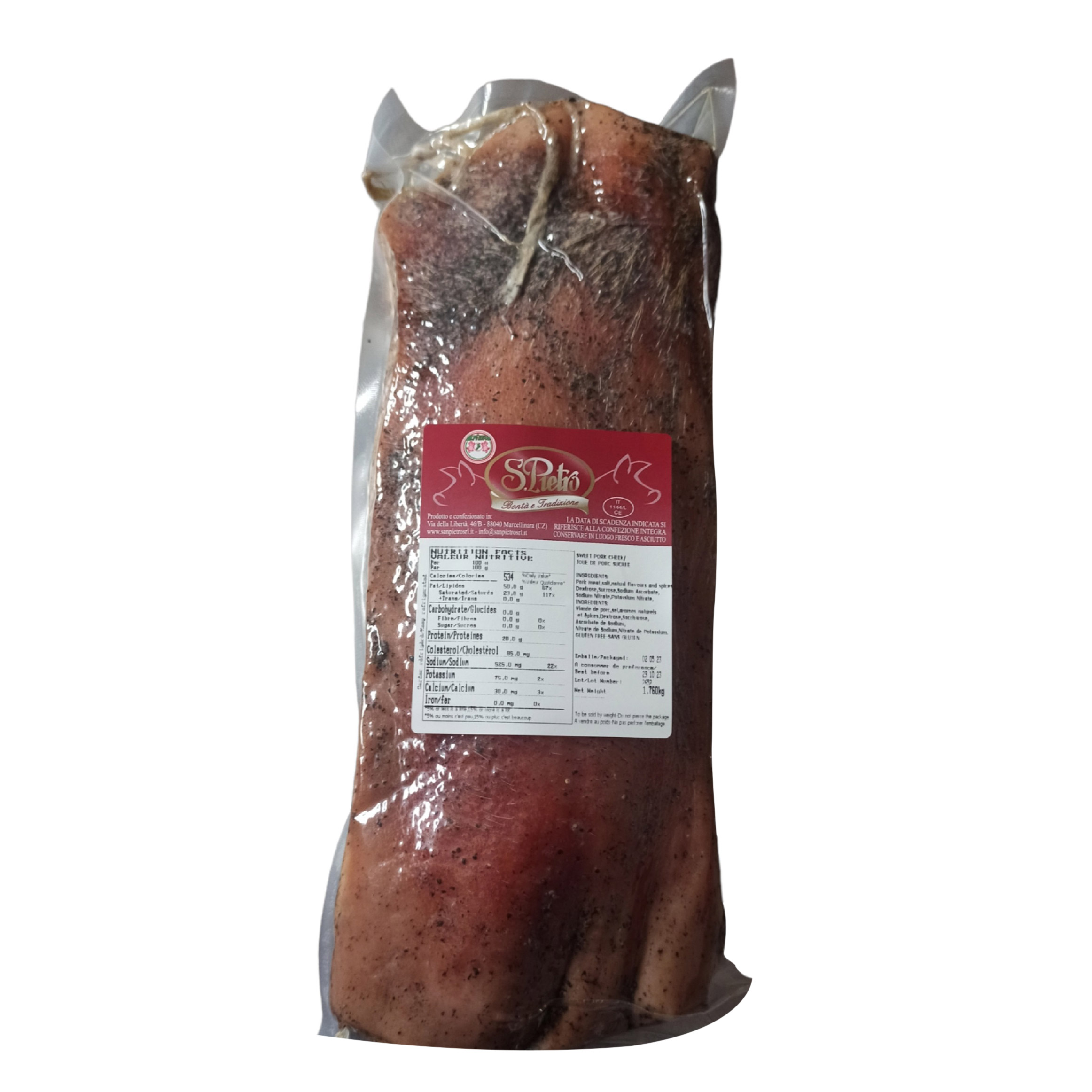 San Pietro Whole Guanciale Seasoned Pork Jowl 1.6 kg