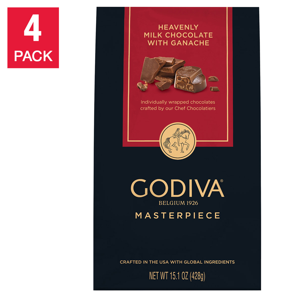 Godiva Masterpiece Milk Chocolate Ganache  15.1 oz.  4-pack  60.4 oz. Total