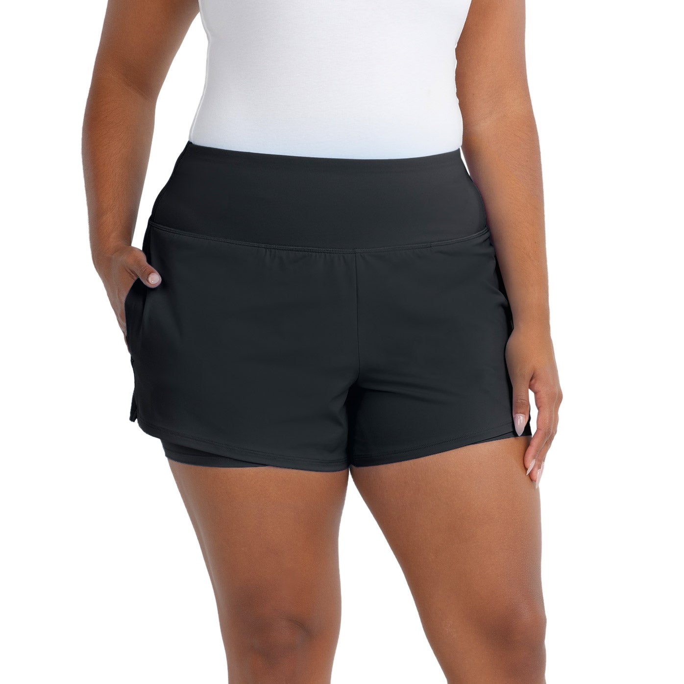 Spyder Women’s Running Short Side Pockets Side Slits on Outer Short