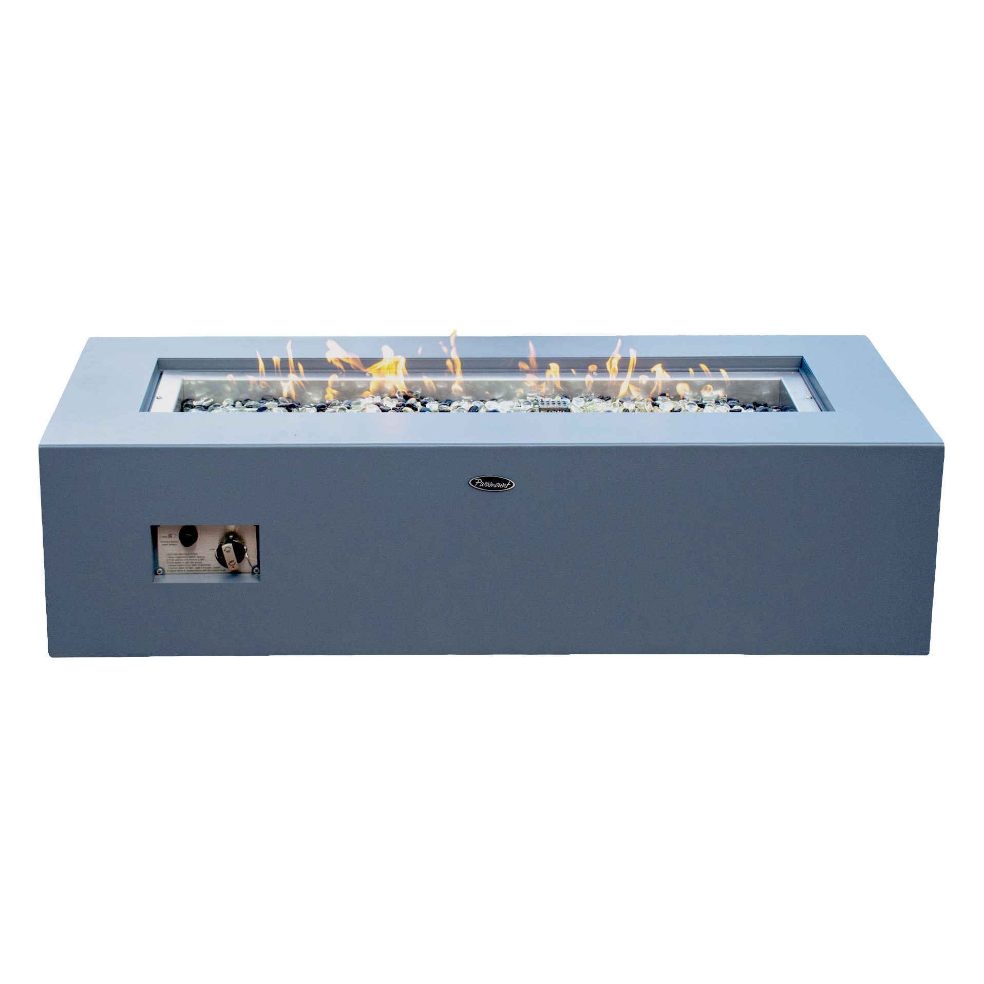 Paramount Concrete Look Aluminum Fire Table, Low Rectangular