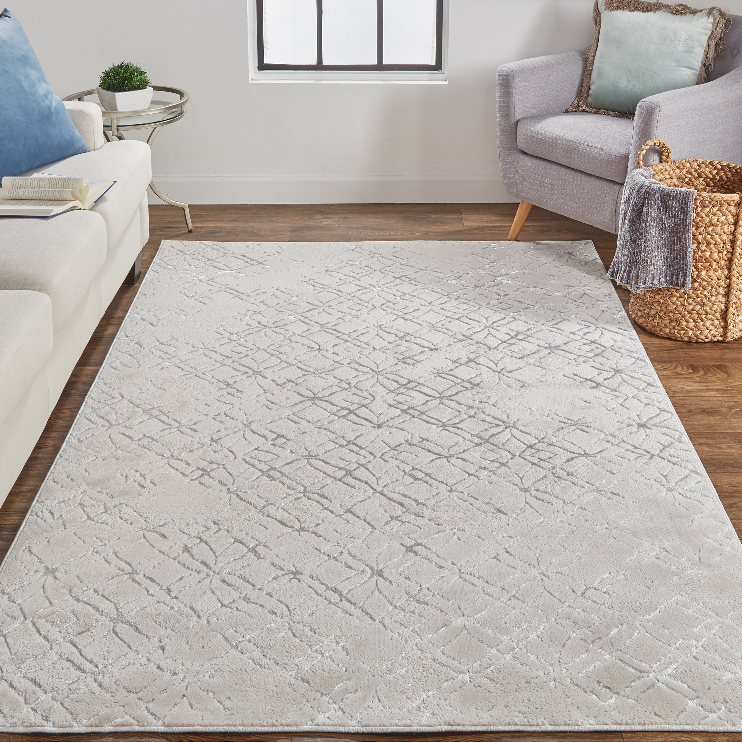 Feizy Jewel Area Rug or Runner, Beige Silver | Costco
