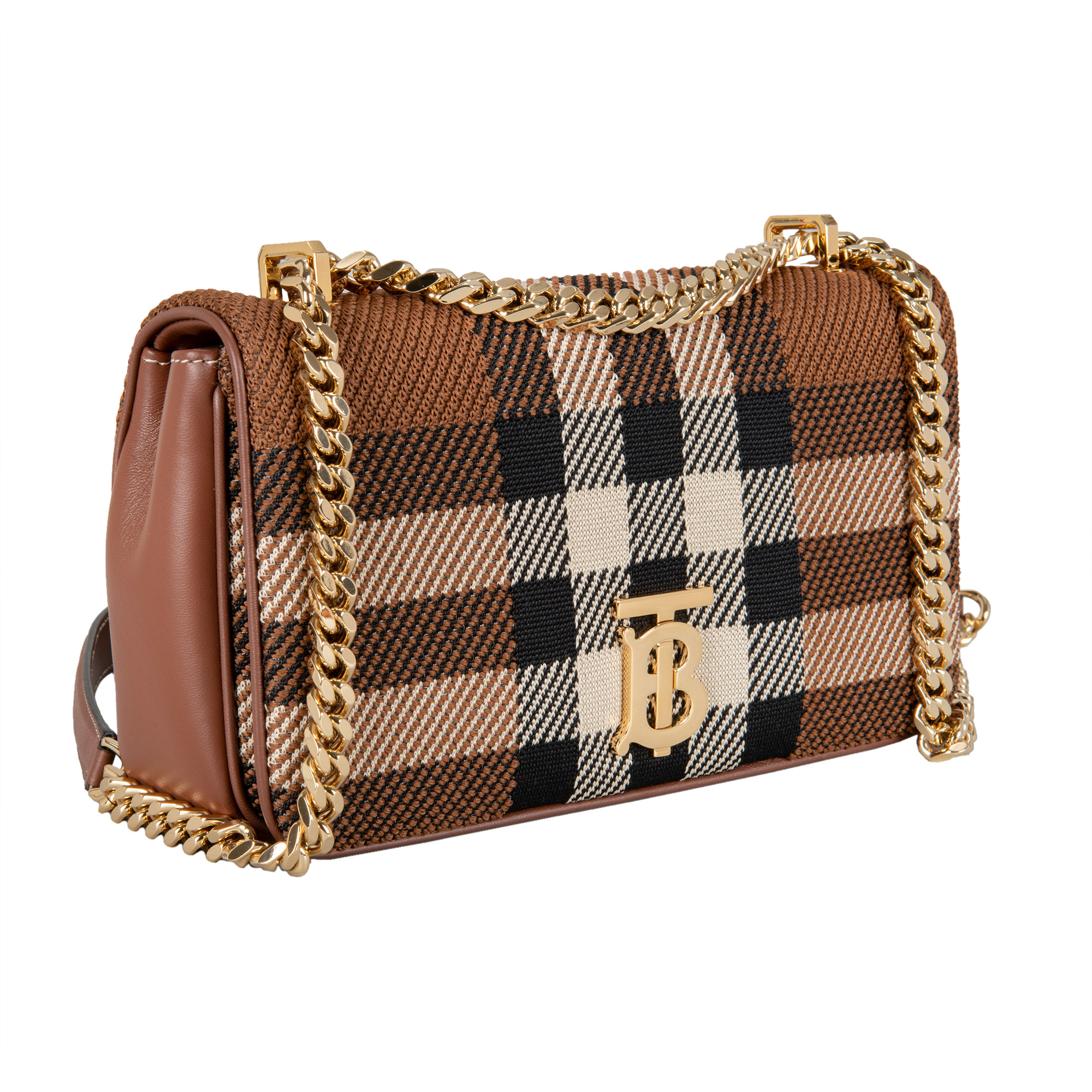 Burberry Small Lola Knit Check Leather Bag, Brown | Costco