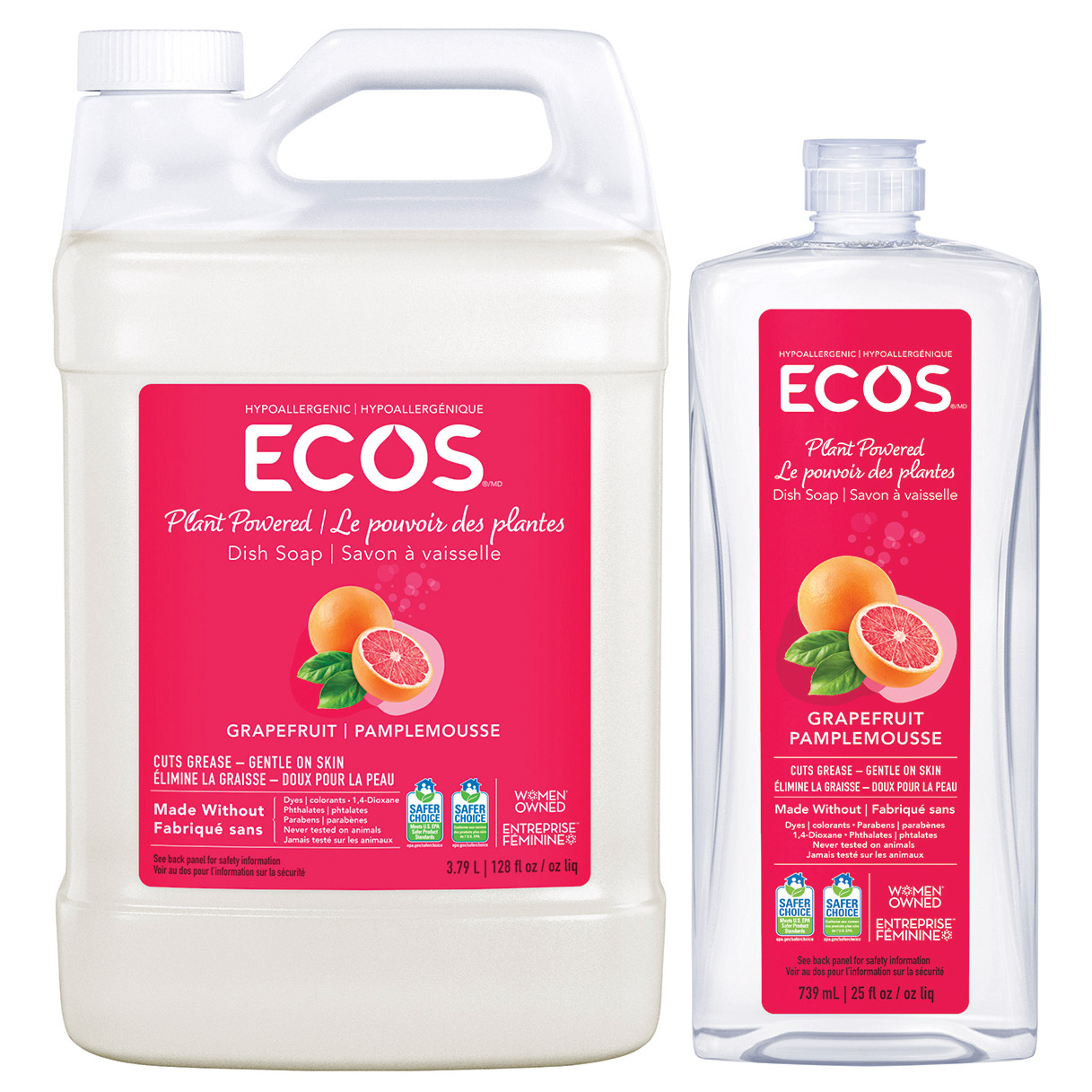 ECOS Grapefruit Plant Powered Dish Soap, 3.79 L + 739 mL