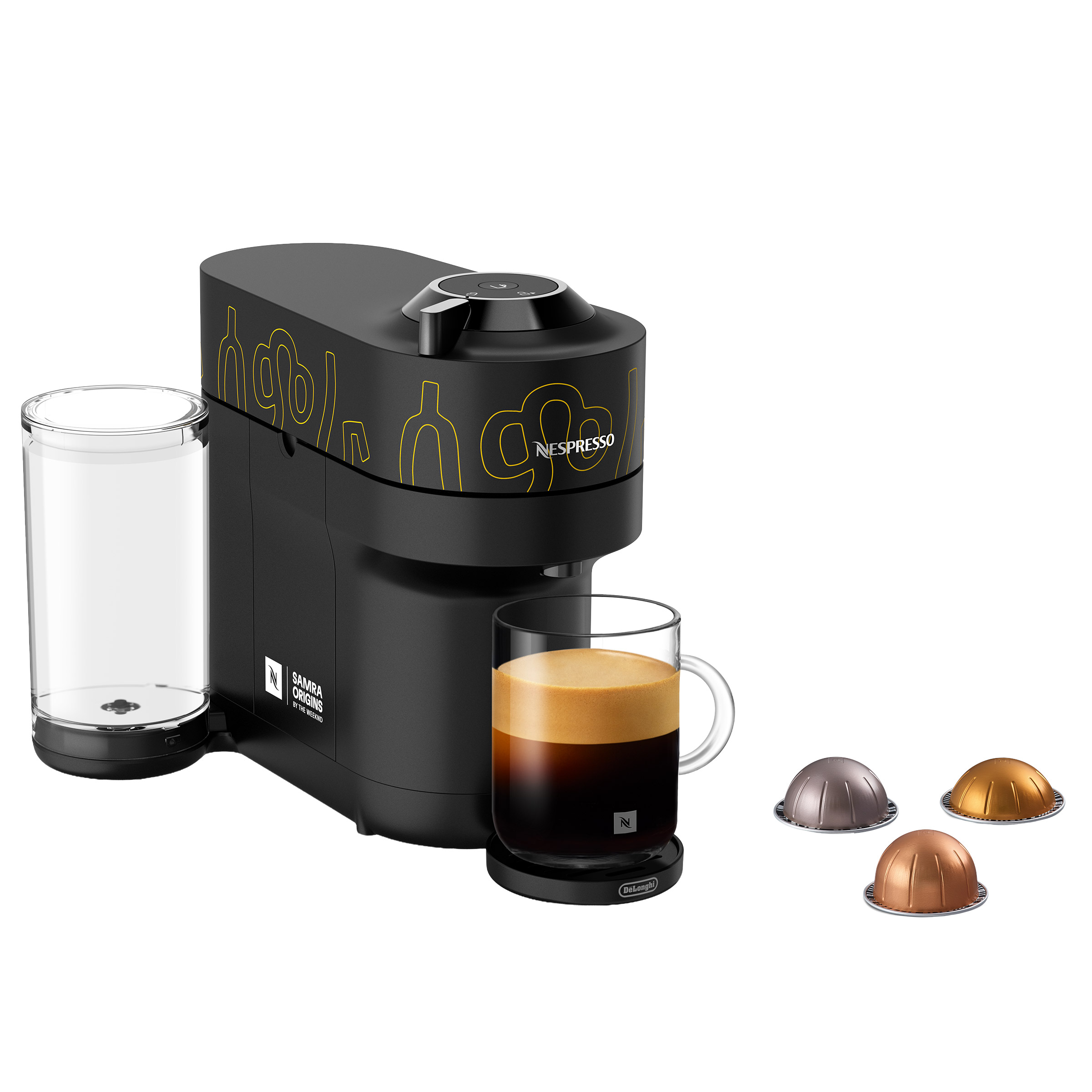 Nespresso Samra Origins by The Weeknd Vertuo Pop+ Single Serve Coffee and Espresso Machine by De'Longhi, with $25 Nespresso Coffee Voucher