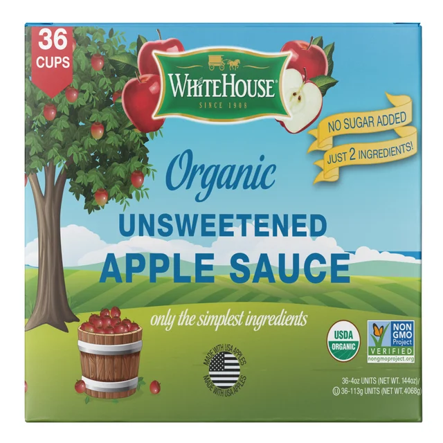 WHITEHOUSE UNSWEET APPLESAUCE CUPS 36/4 OZ (9 LBS)