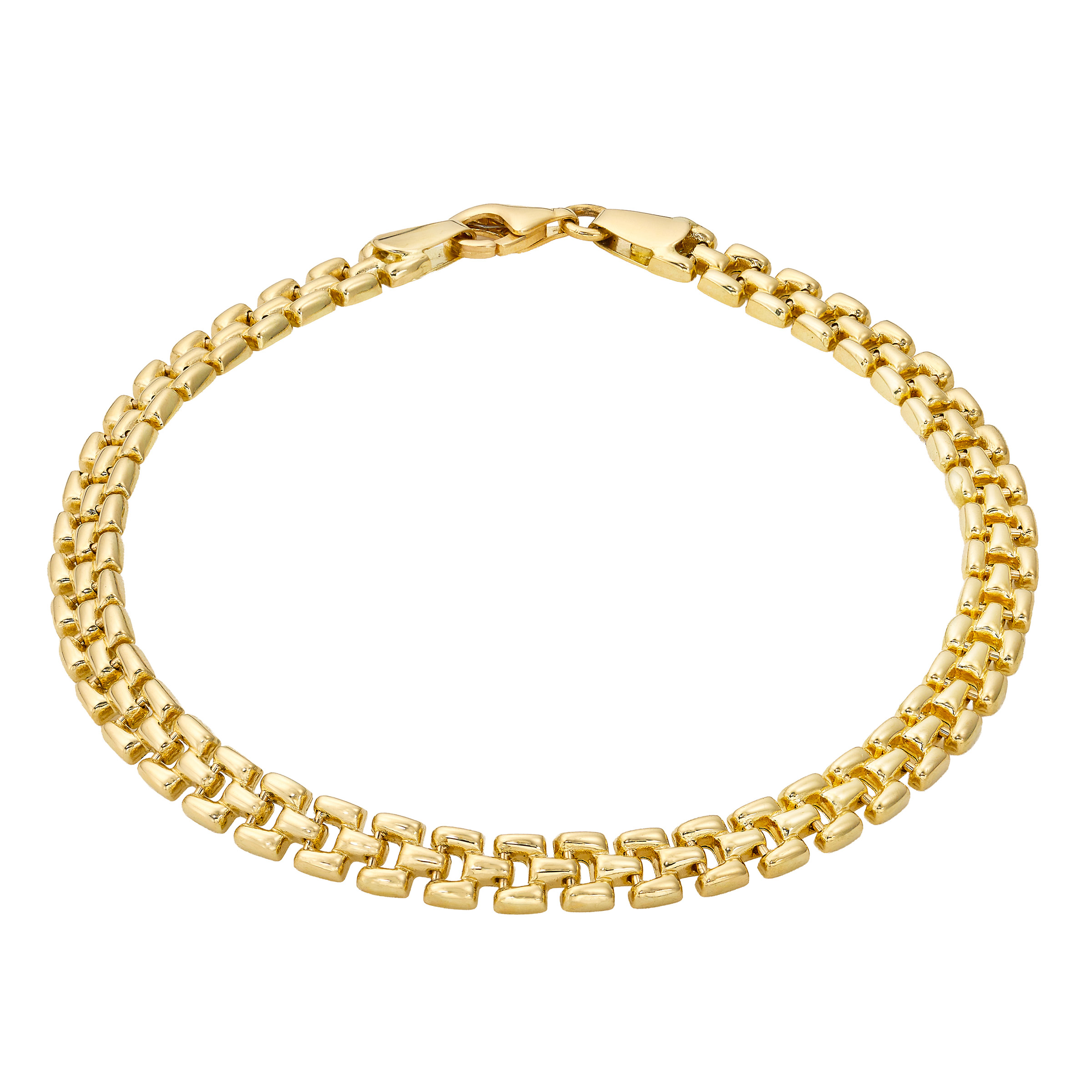 High Polish Panther Link Bracelet in Yellow Gold