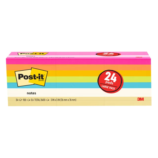 3M POST-IT NOTES 3X3" 24PK/2400 SHEETS/ 4X6" 10PK/1000 SHEETS