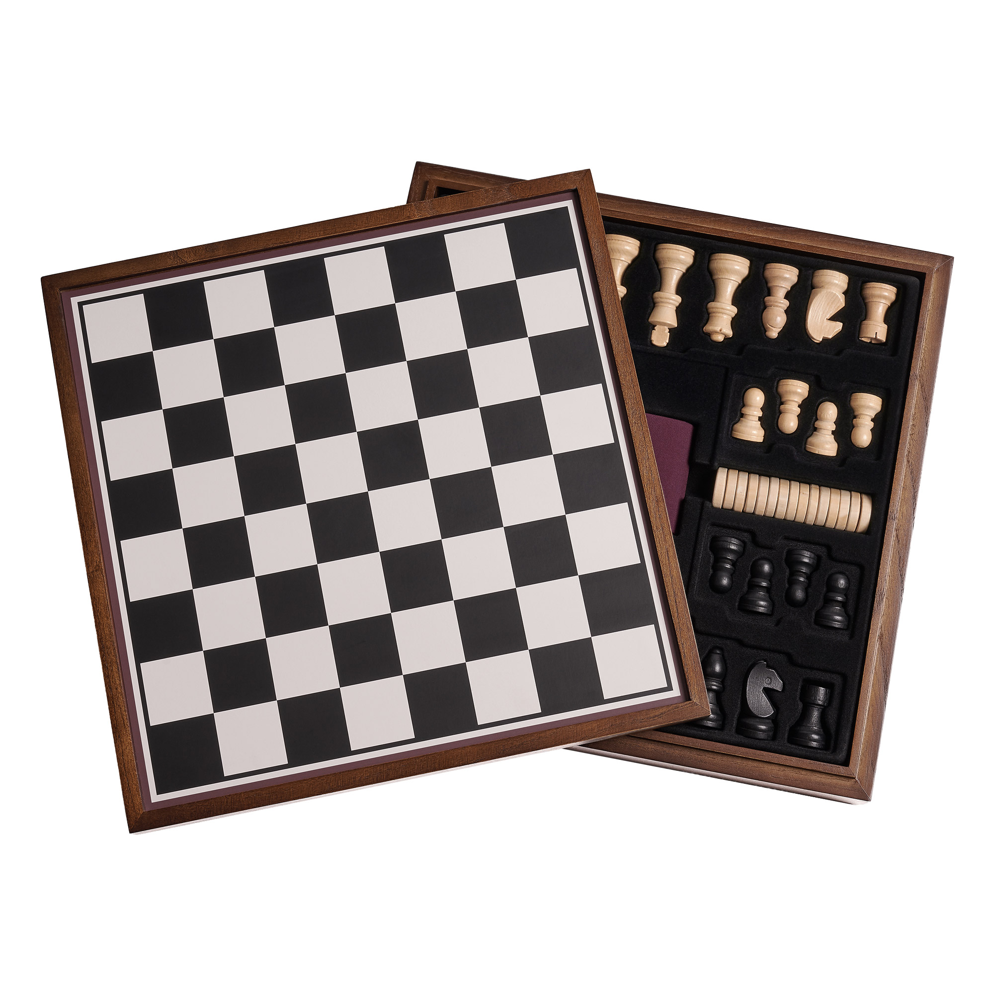 Ensemble de jeu de dames, Jeu d'échec avec & Backgammon 3 en 1