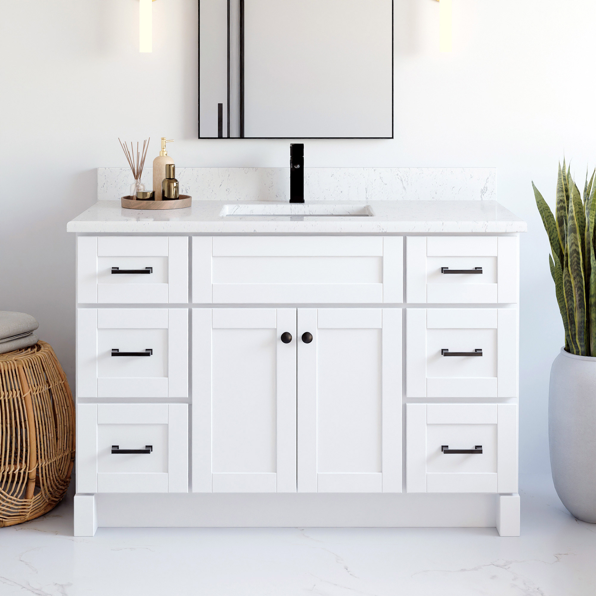 VanGo Willow Vanity in White with Quartz Countertop