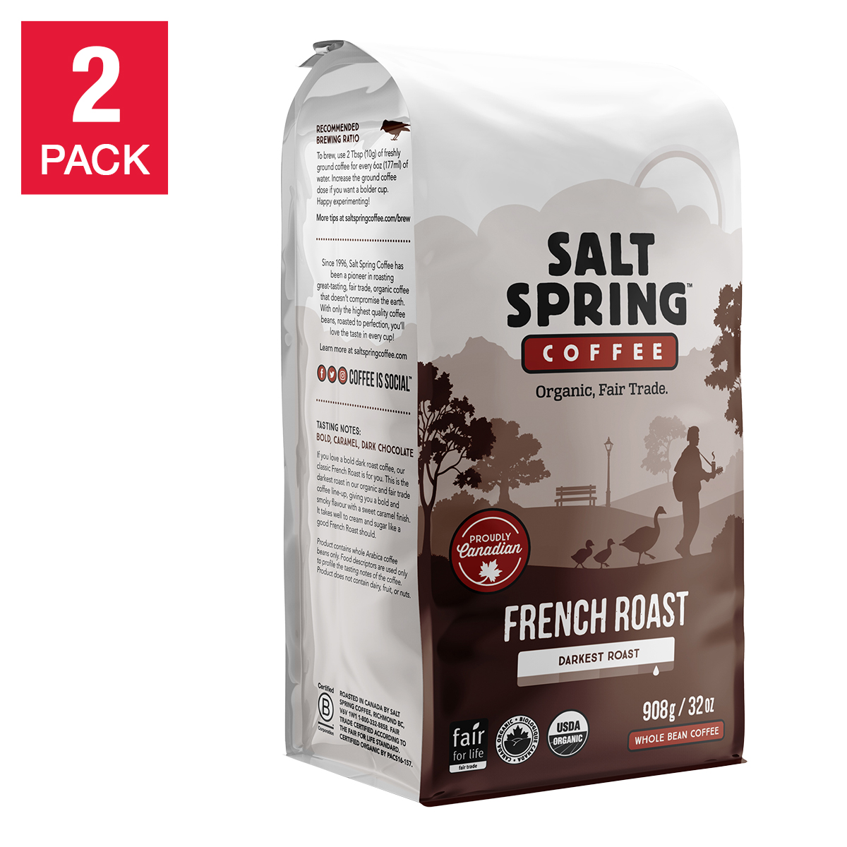 Salt Spring French Roast Coffee, 2 × 908 g 