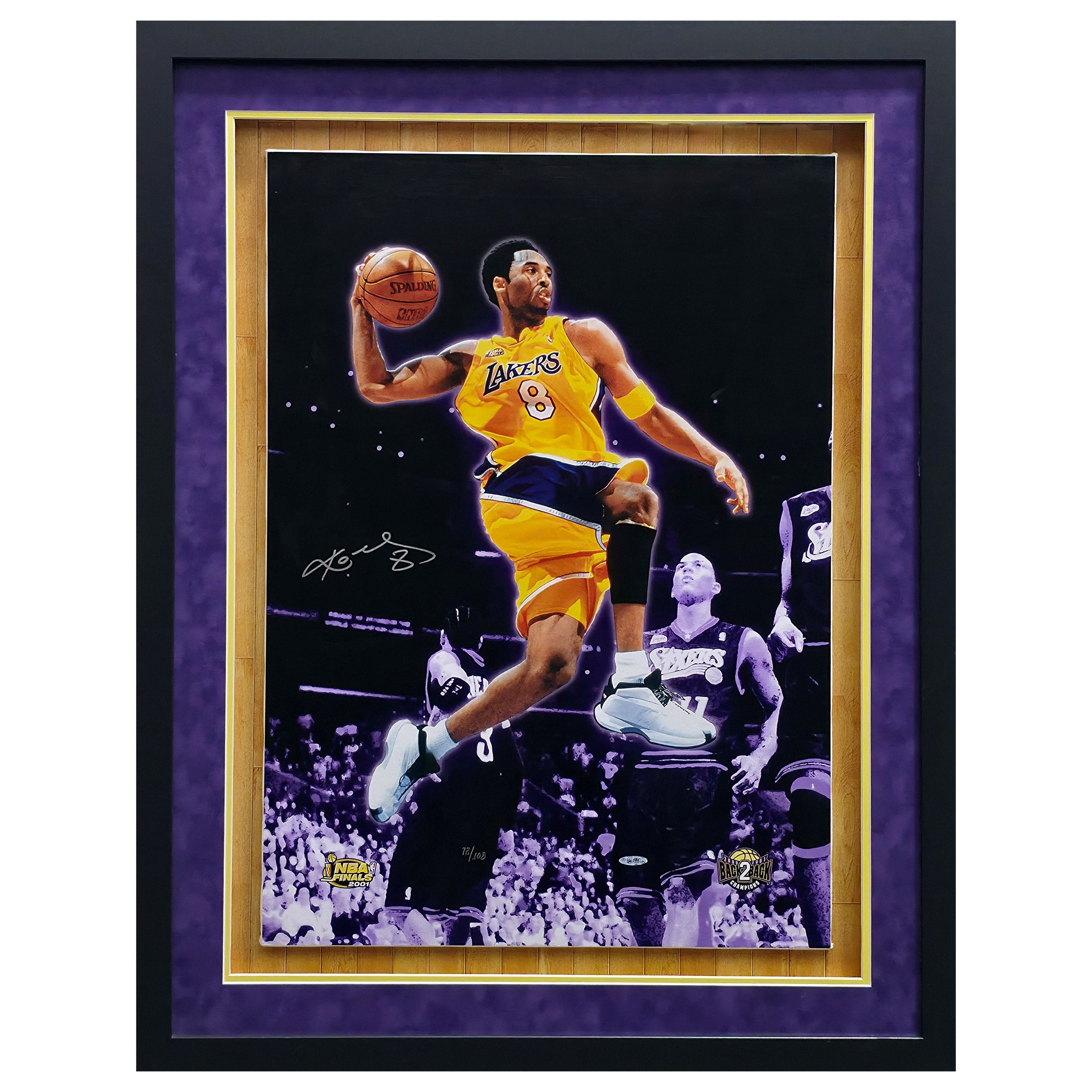 Kobe Bryant Autographed Framed 2001 NBA Finals Canvas #72/108 Los
