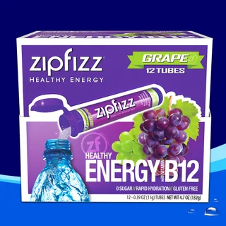 Zipfizz Healthy Energy Drink Mix, Grape, 12-count