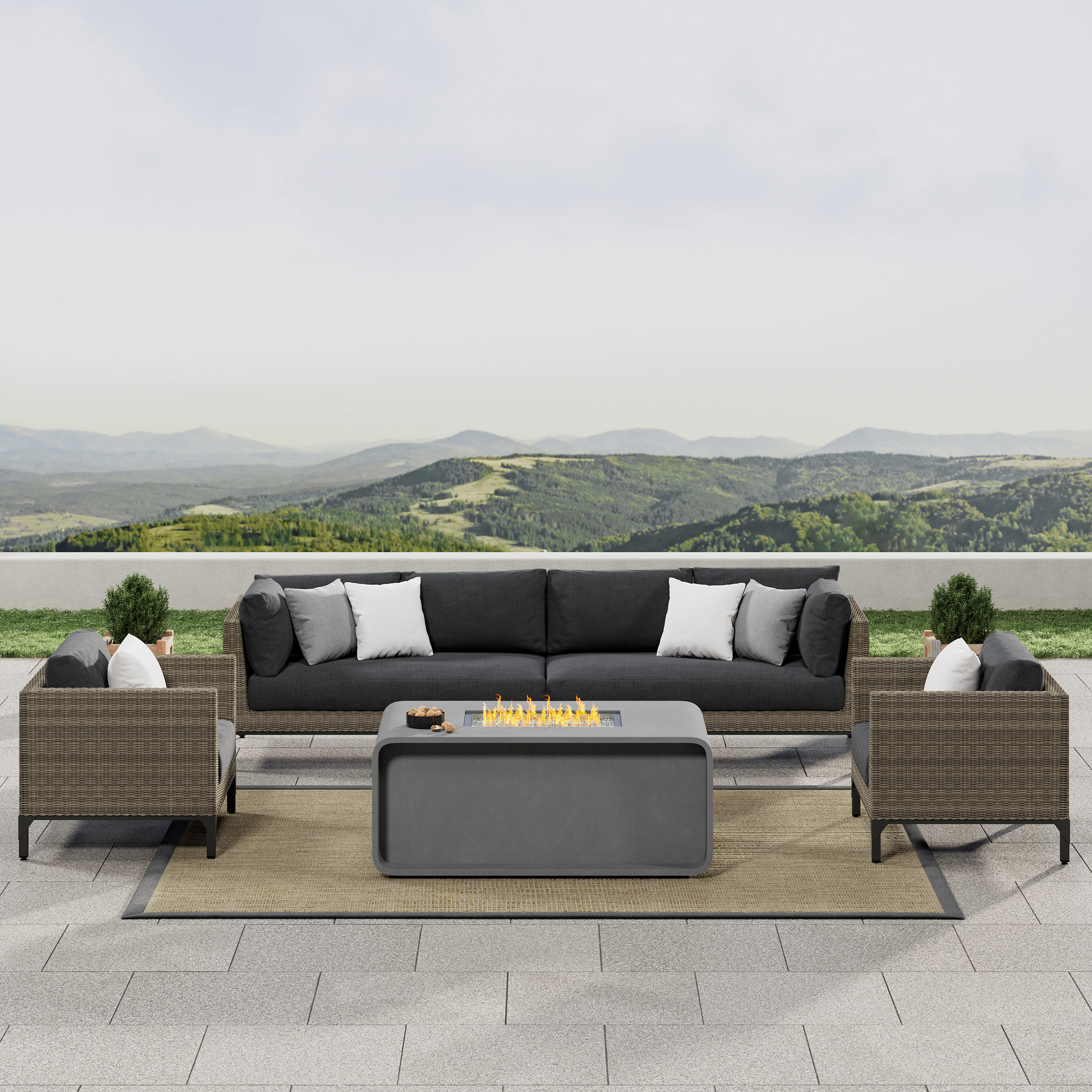 Aberdeen 5-piece Patio Conversation Set with Fire Table
