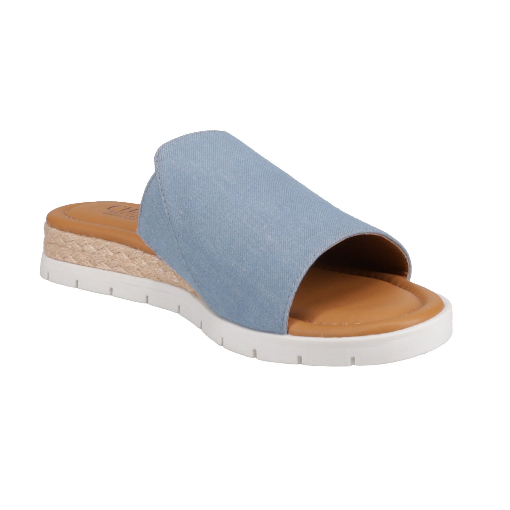 Chaps Women’s Sandal Memory Foam Footbed Flexible Blue Tan 6-11