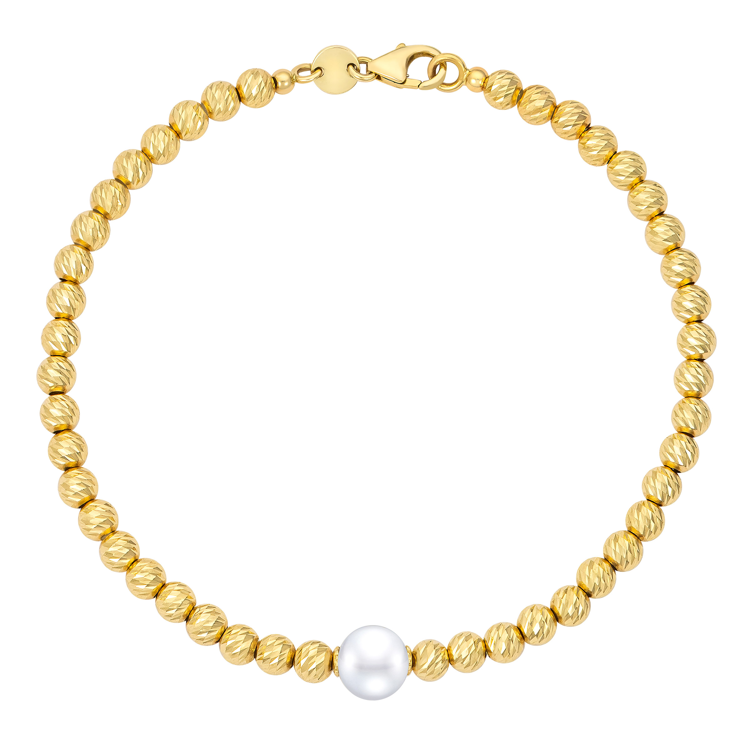 Freshwater Cultured 7.5-8mm Pearl Bracelet With 14kt Yellow Gold