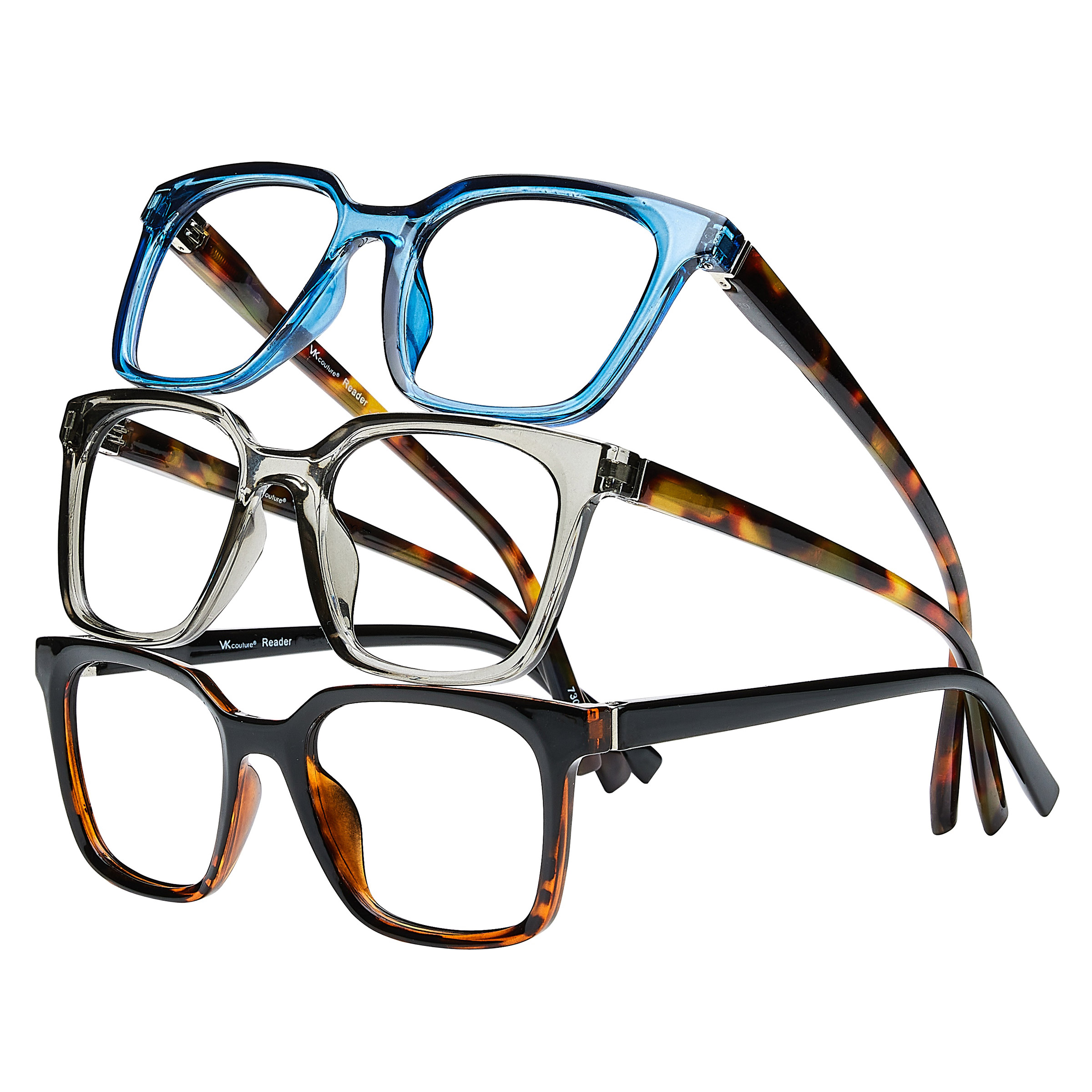 Innovative Eyewear Vera Fashion Square Readers, Pack of 3