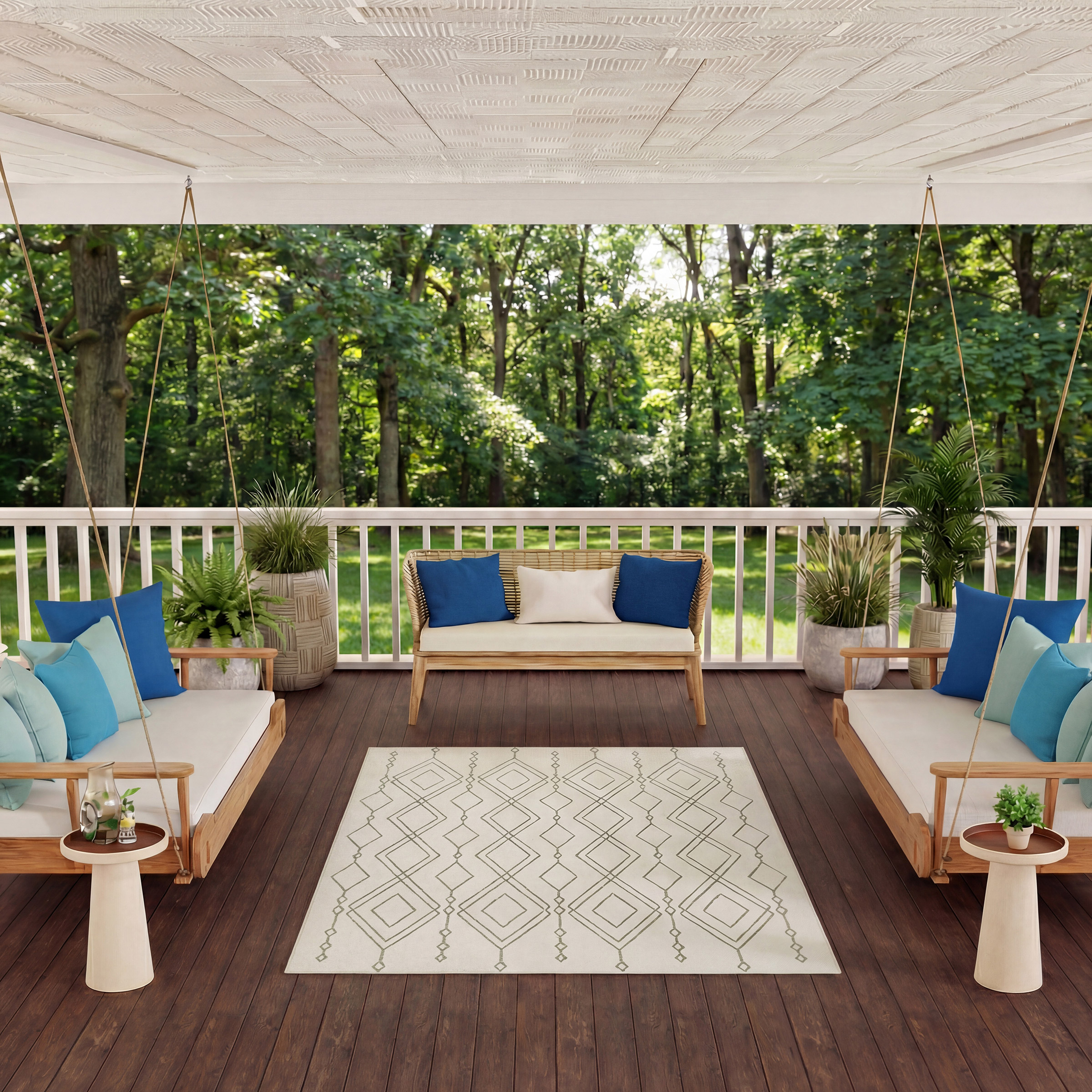 Nourison Garden Spring Indoor/Outdoor Rug, Frostline, 5'3” x 7'3