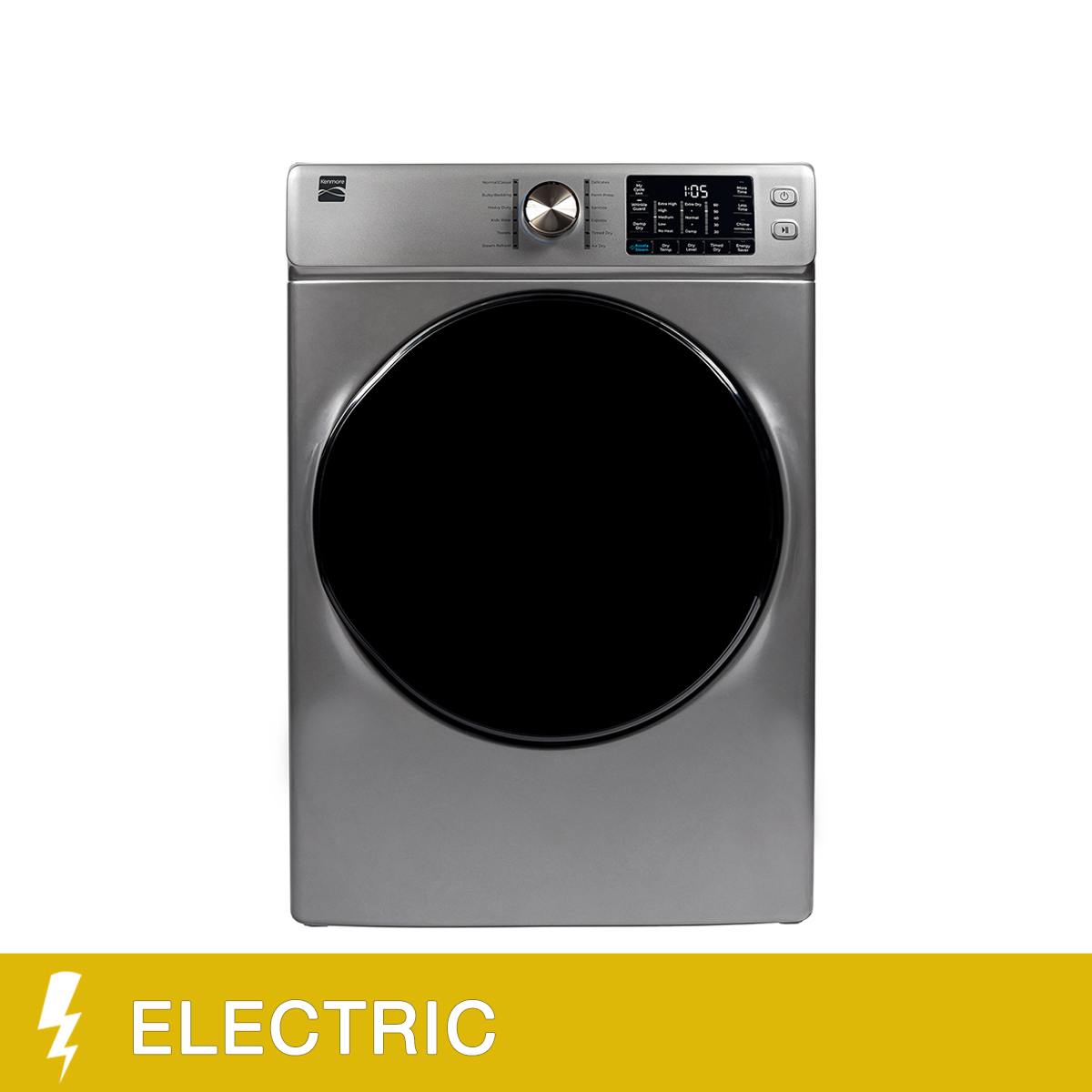Kenmore 8.0 cu ft Silver Electric Dryer with Steam Function