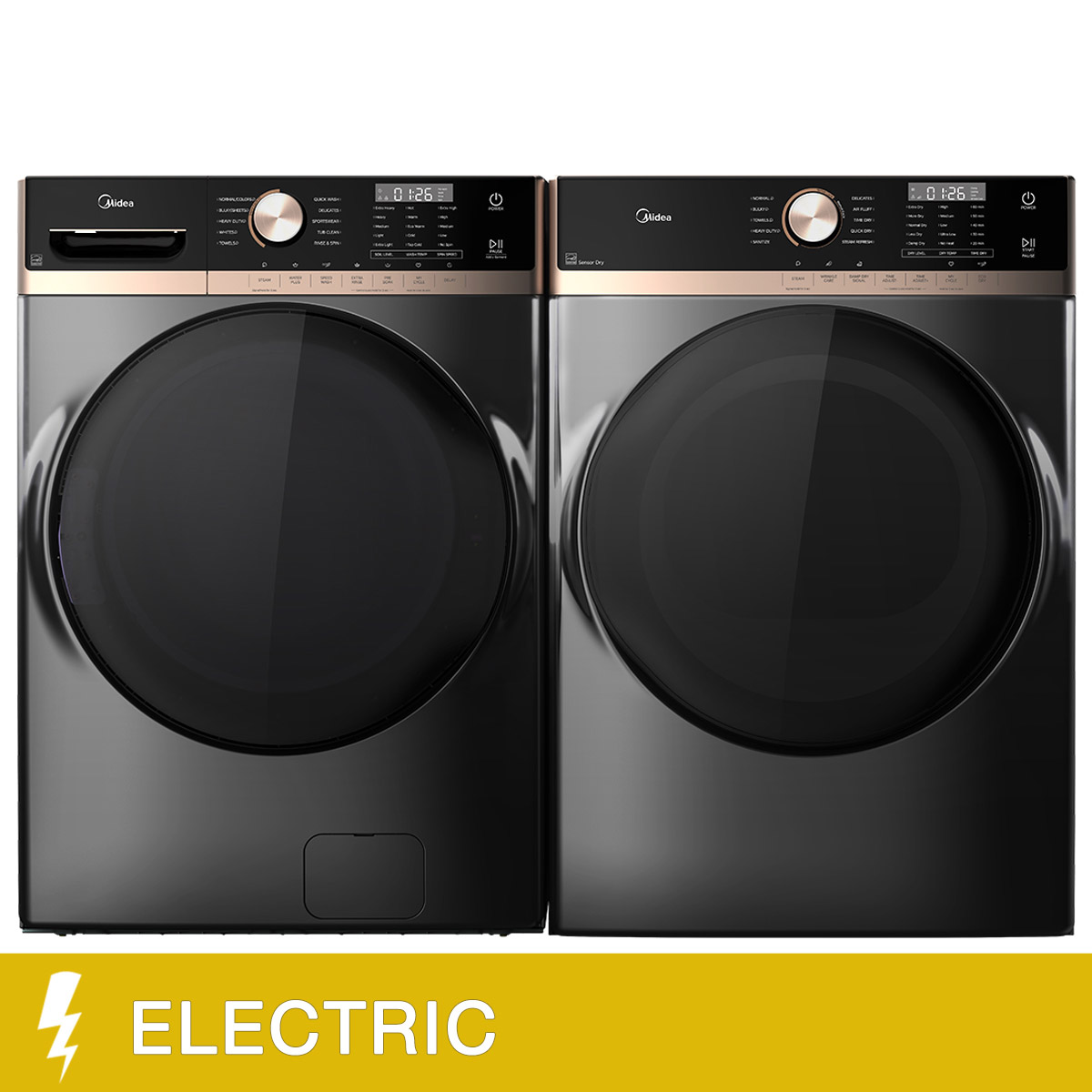Midea Laundry Bundle 5.2 cu ft. Front Load Washer and 8.0 cu ft. Electric Dryer - Freestanding or Stacked