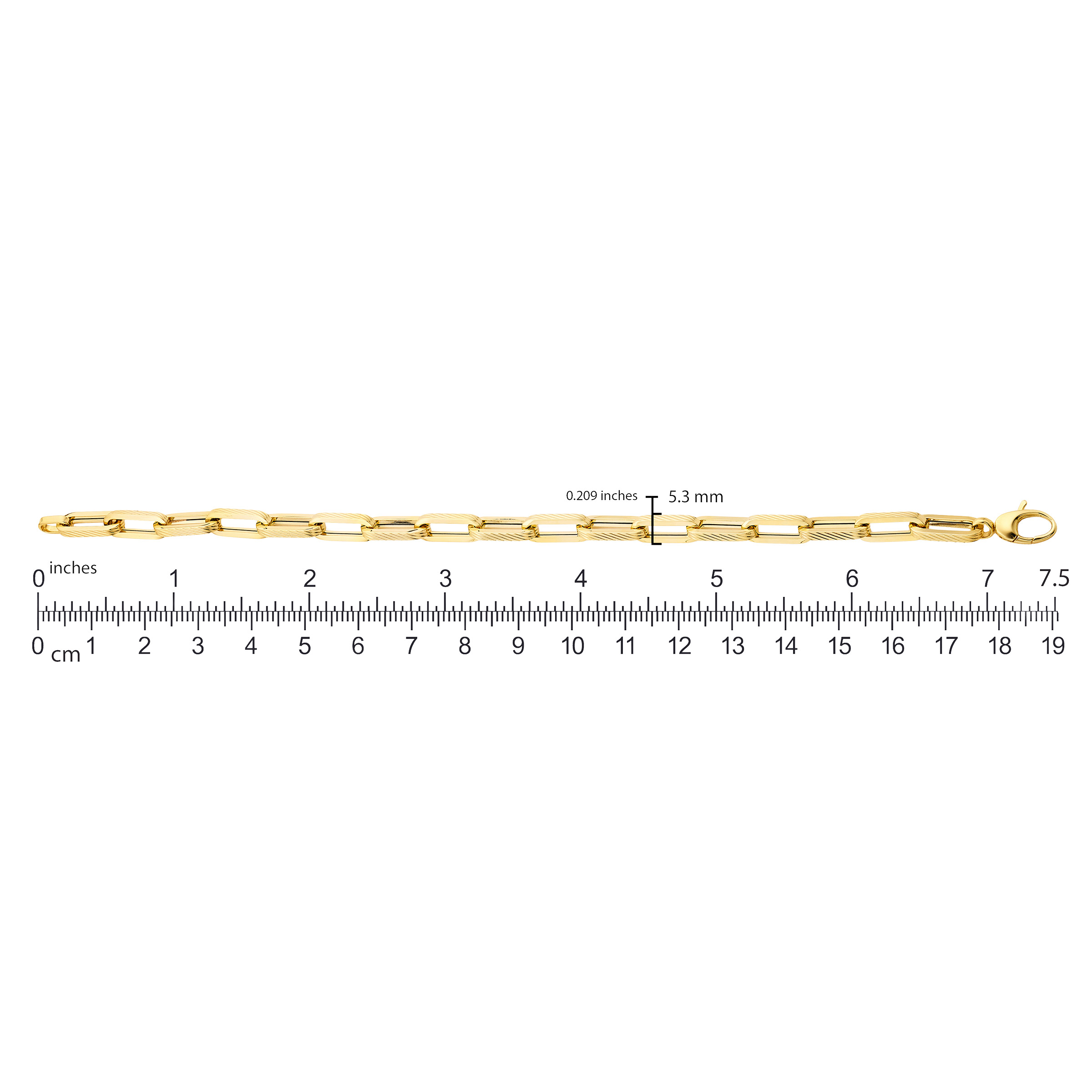 14kt Yellow Gold High Polish and Design Link Paperclip Bracelet