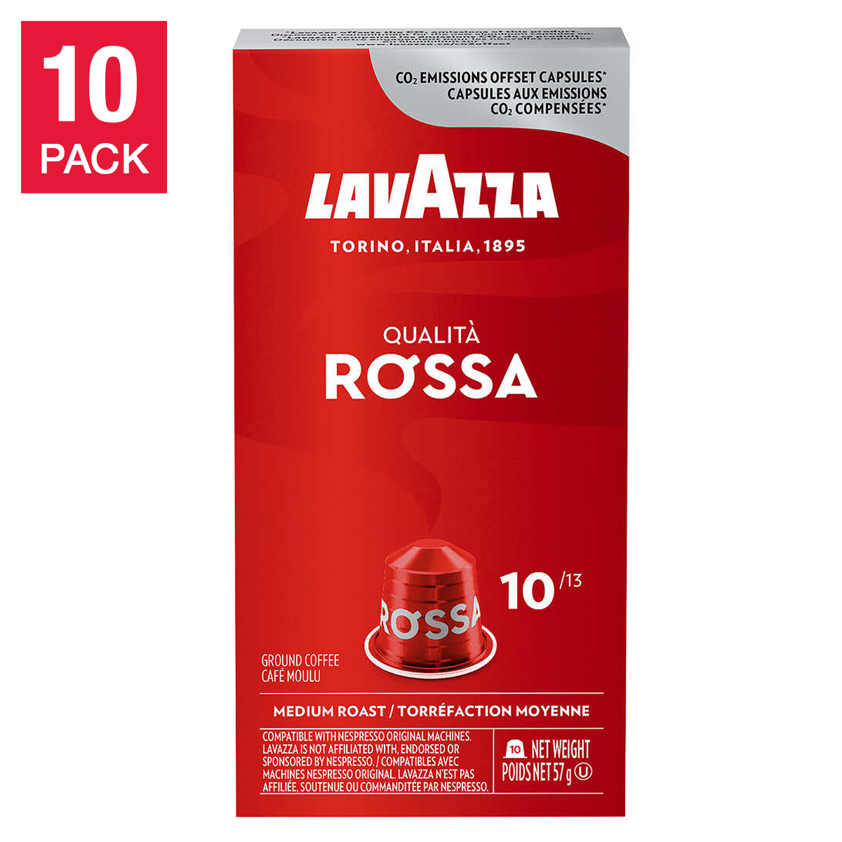 Lavazza Qualità Rossa - Nespresso Compatible Coffee Pods, 100-count